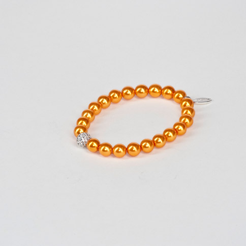 Armband "Glamour" mit Glasperlen und Glitzerkugel 8mm, orange