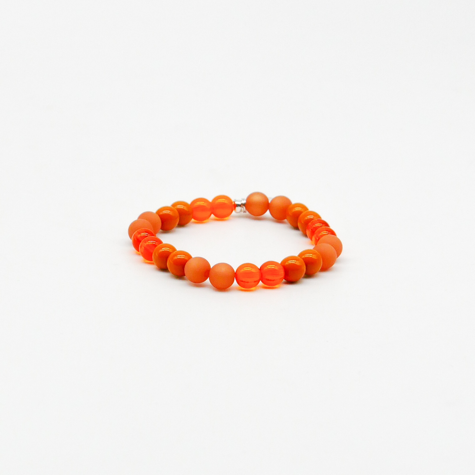  Color Explosion, Armband auf Gummi Ø 8 mm, Glas- und Polaris Perlen, Jupiter orange