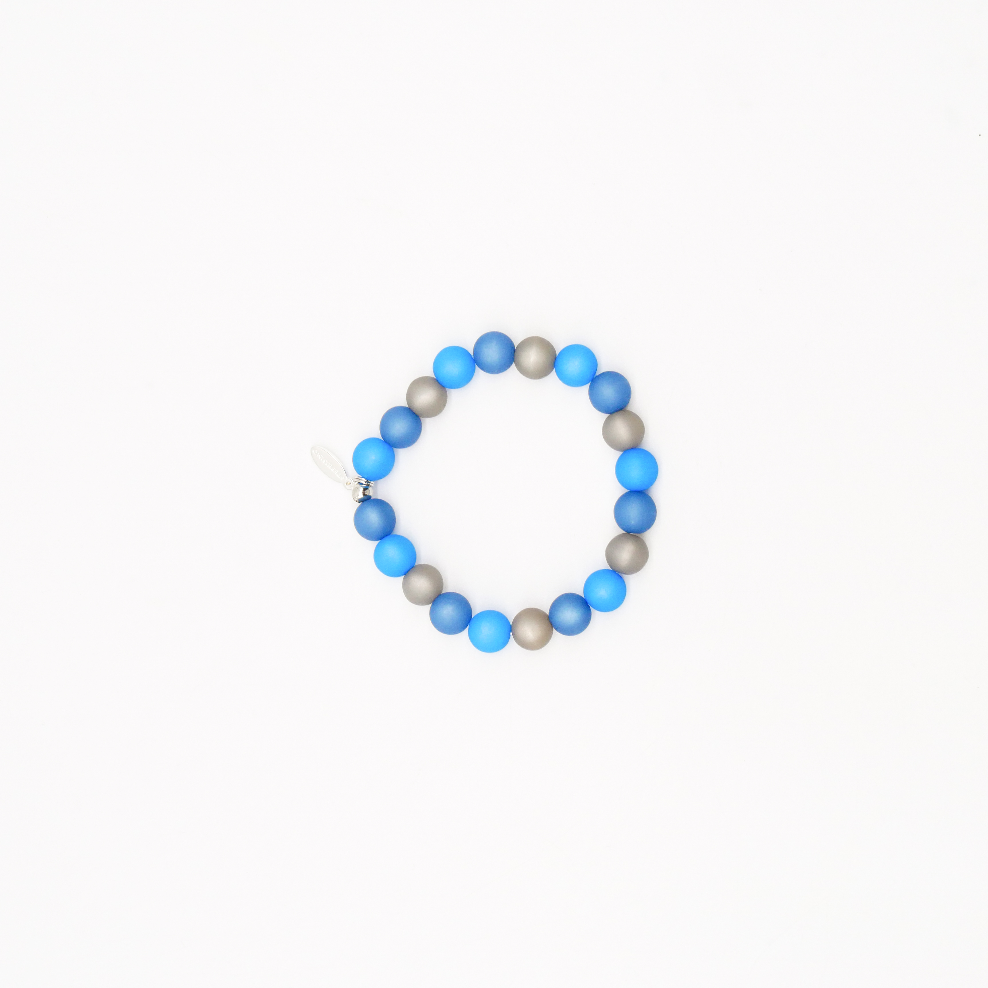 Color Explosion, Armband auf Gummi Polarisperlen ø 10 mm, blau-grau Color Explosion, Armband auf Gummi Polarisperlen ø 10 mm, blau-grau