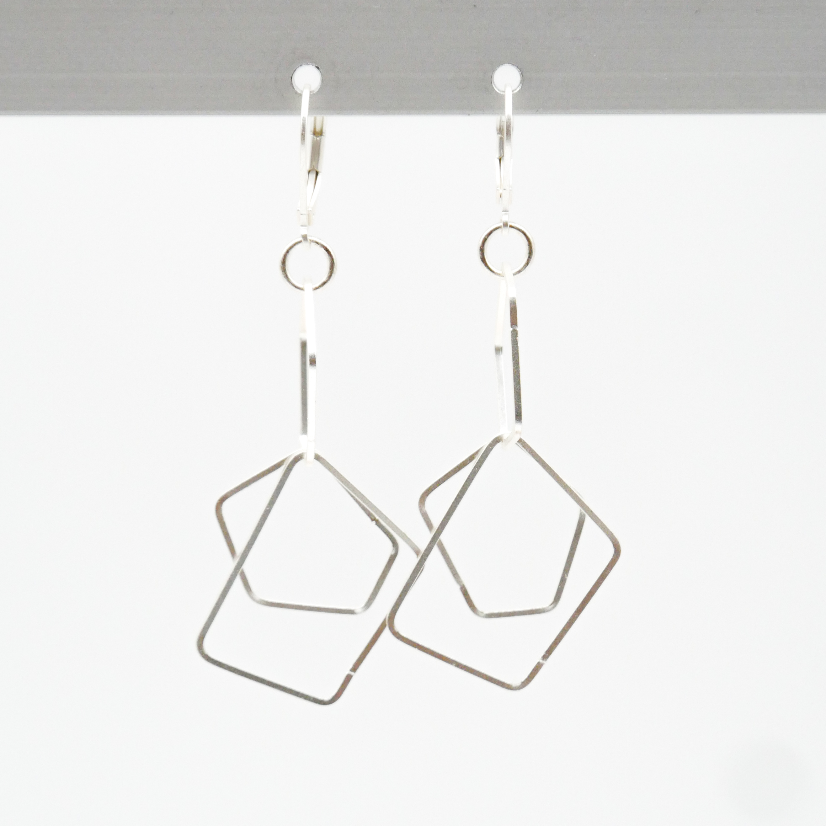 "Charm" earrings, small pentagon, silver plated