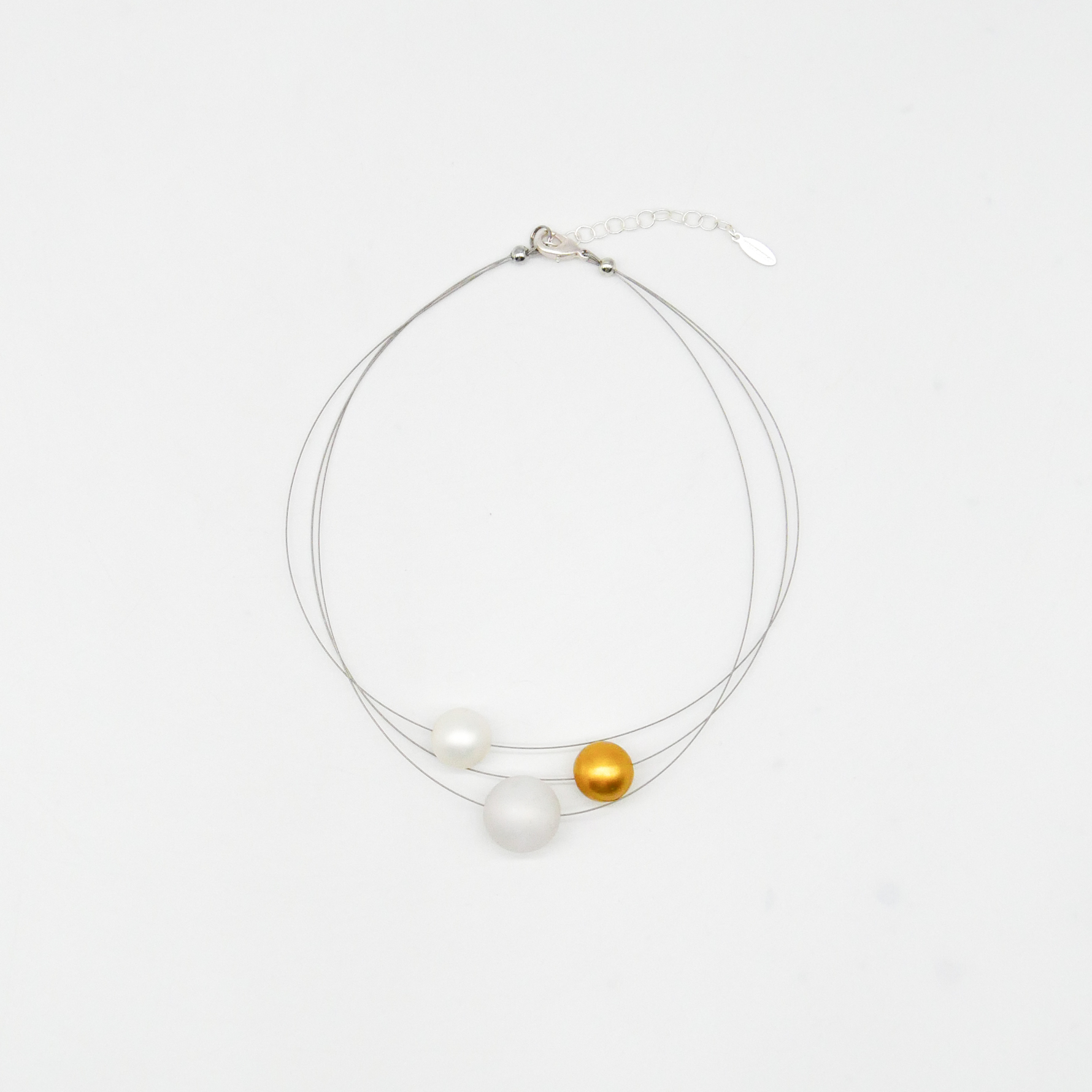  Color Explosion, kurze 3-Strang Kette "Planet" - Venus weiß-gold