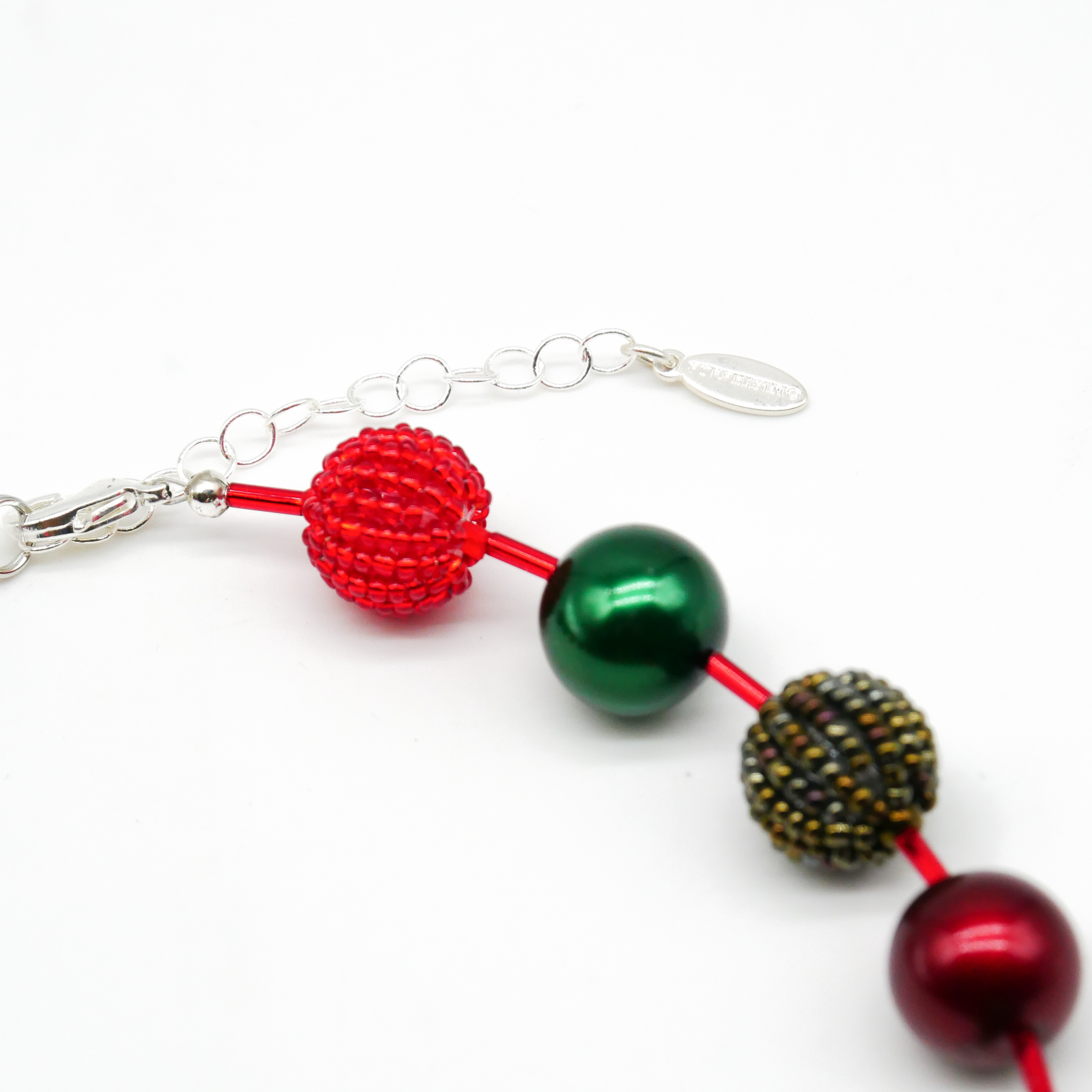  "Fine Bead Art", "Kette Christmas", Lampenperlen, Glasperlen rot-grün
