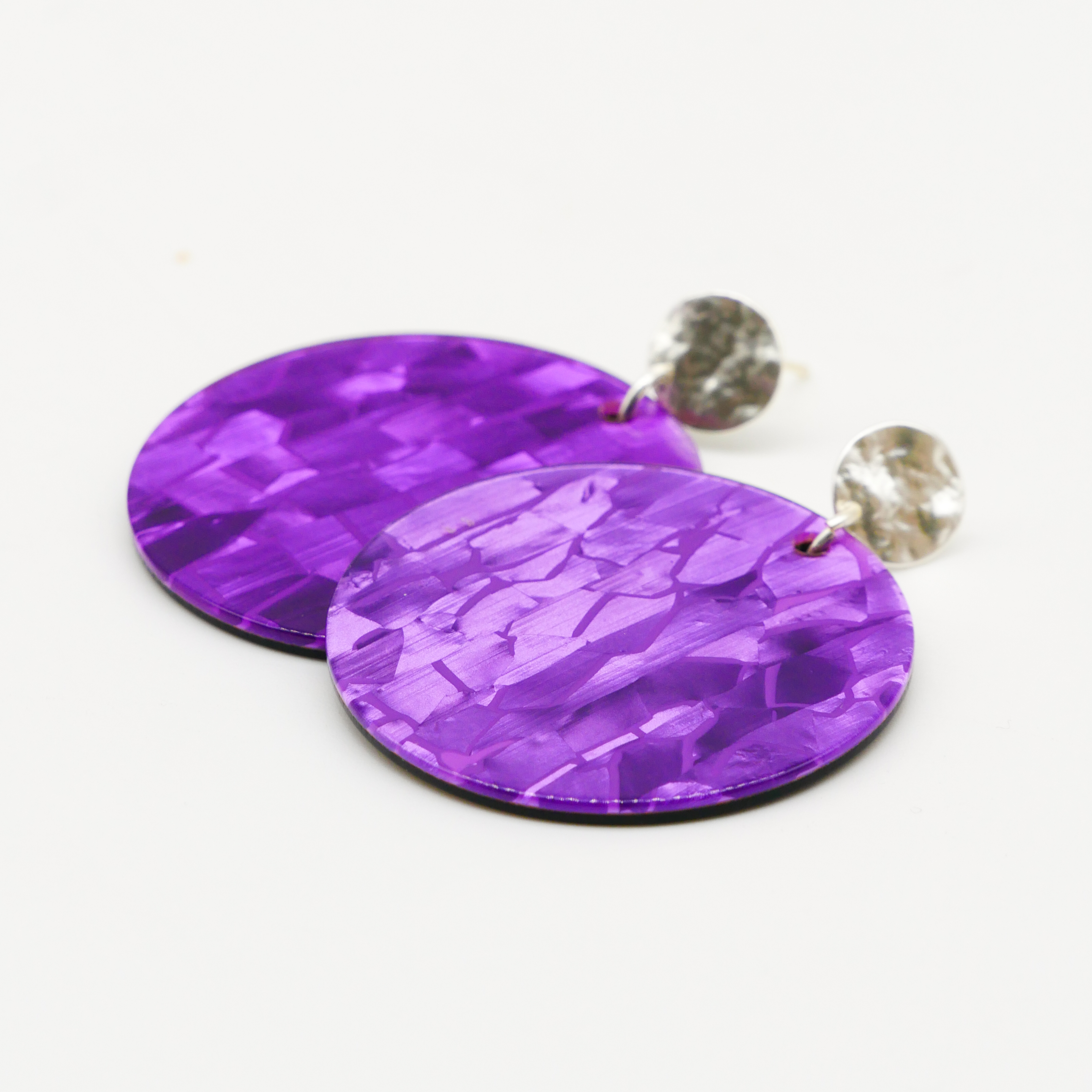 "Color Explosion", Ohrstecker Scheibe Ø 40 mm, Oberteil Ø 10 mm vergoldet, purple "Color Explosion", Ohrstecker Scheibe Ø 40 mm, Oberteil Ø 10 mm vergoldet, purple