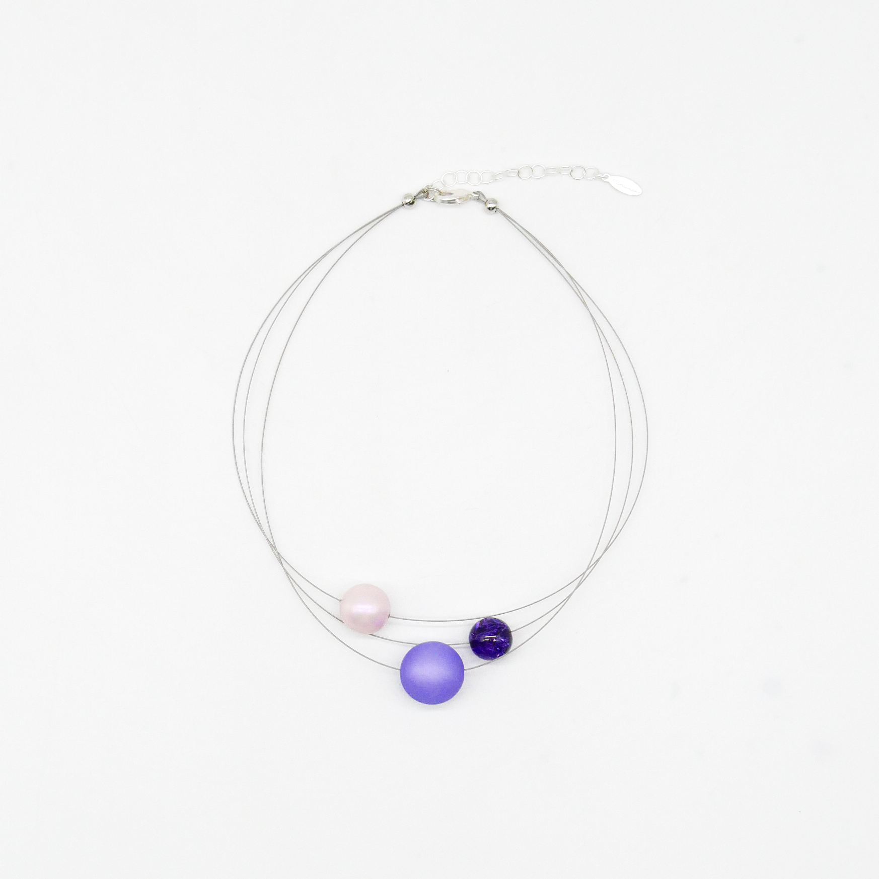  Color Explosion, kurze 3-Strang Kette "Planet" - Saturn lila