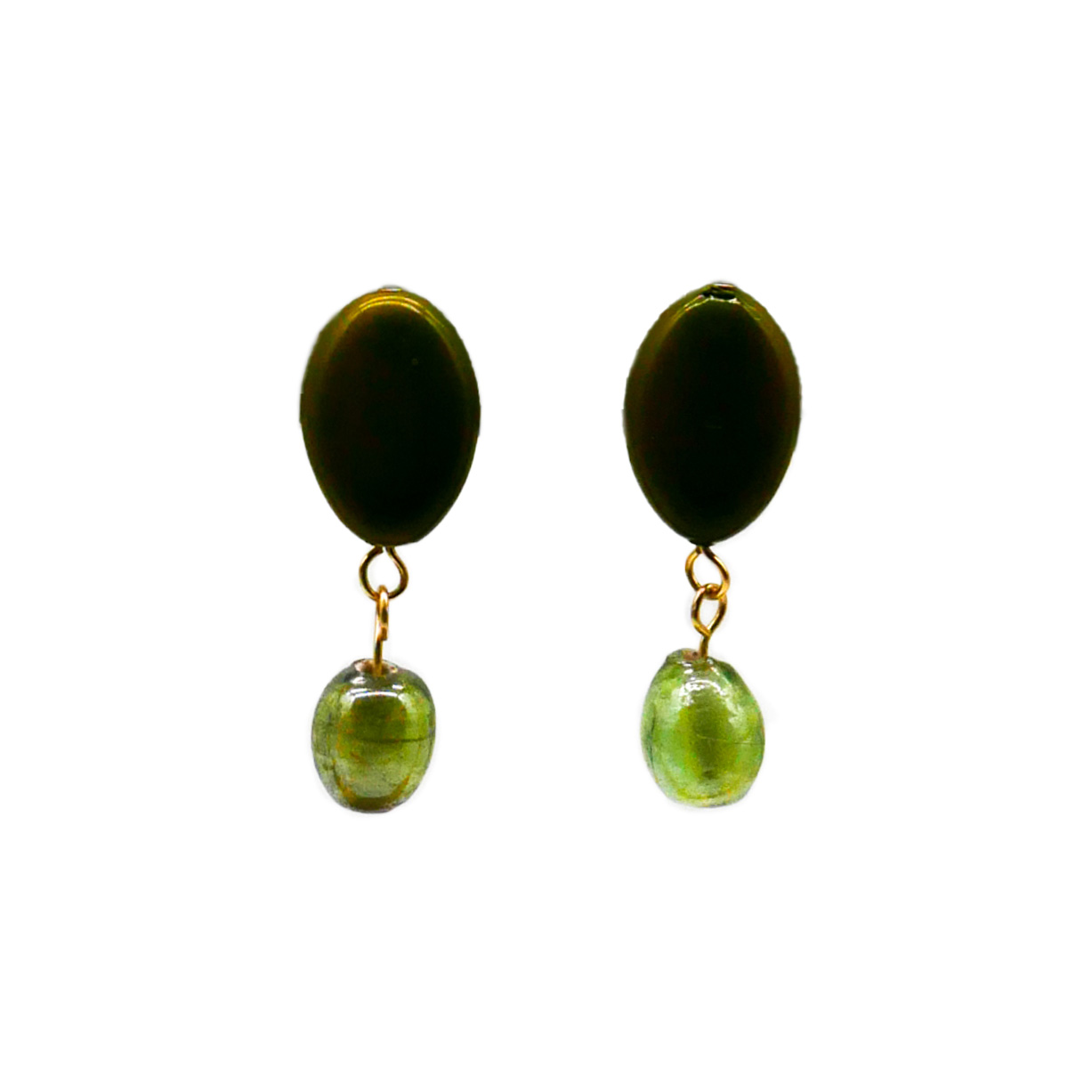 "Summer-Feeling"  Ohrring aus verschiedenen Formen, Glas- und Resin Perlen, grün