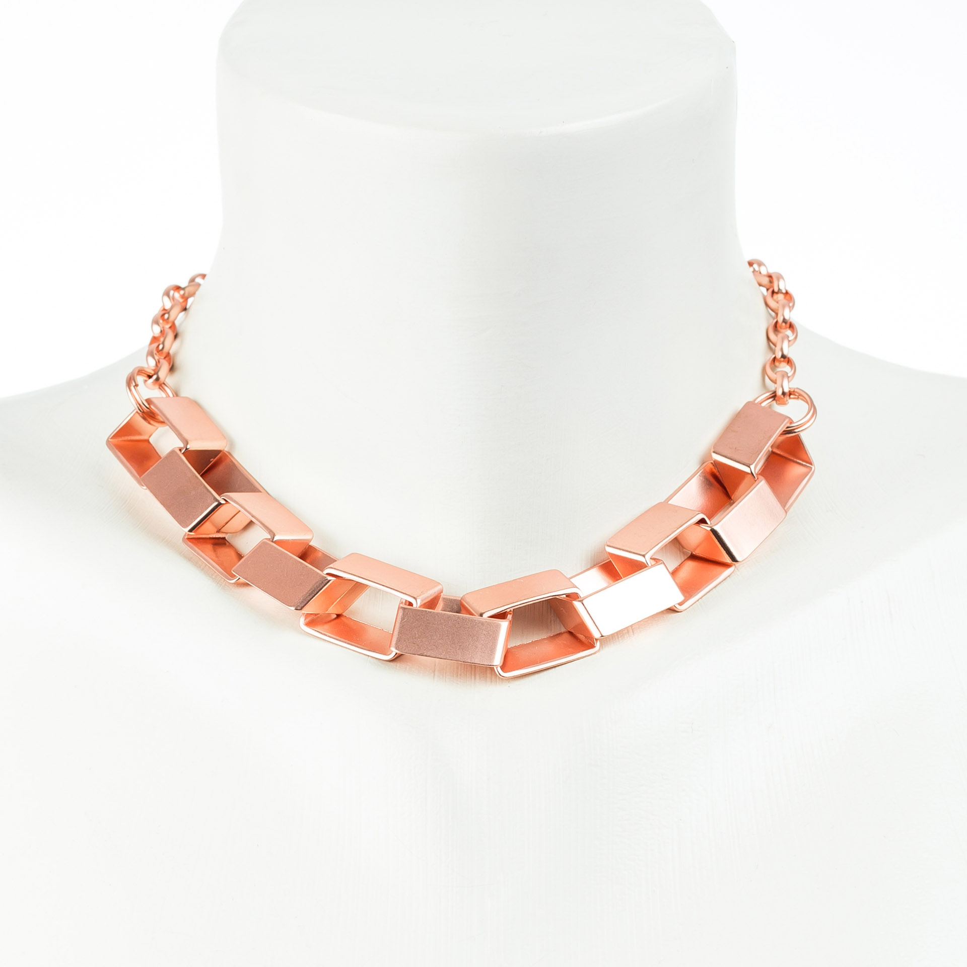 "Charmkette" Gliederkette, box chain, kurz, rosé vergoldet ca. 42 cm