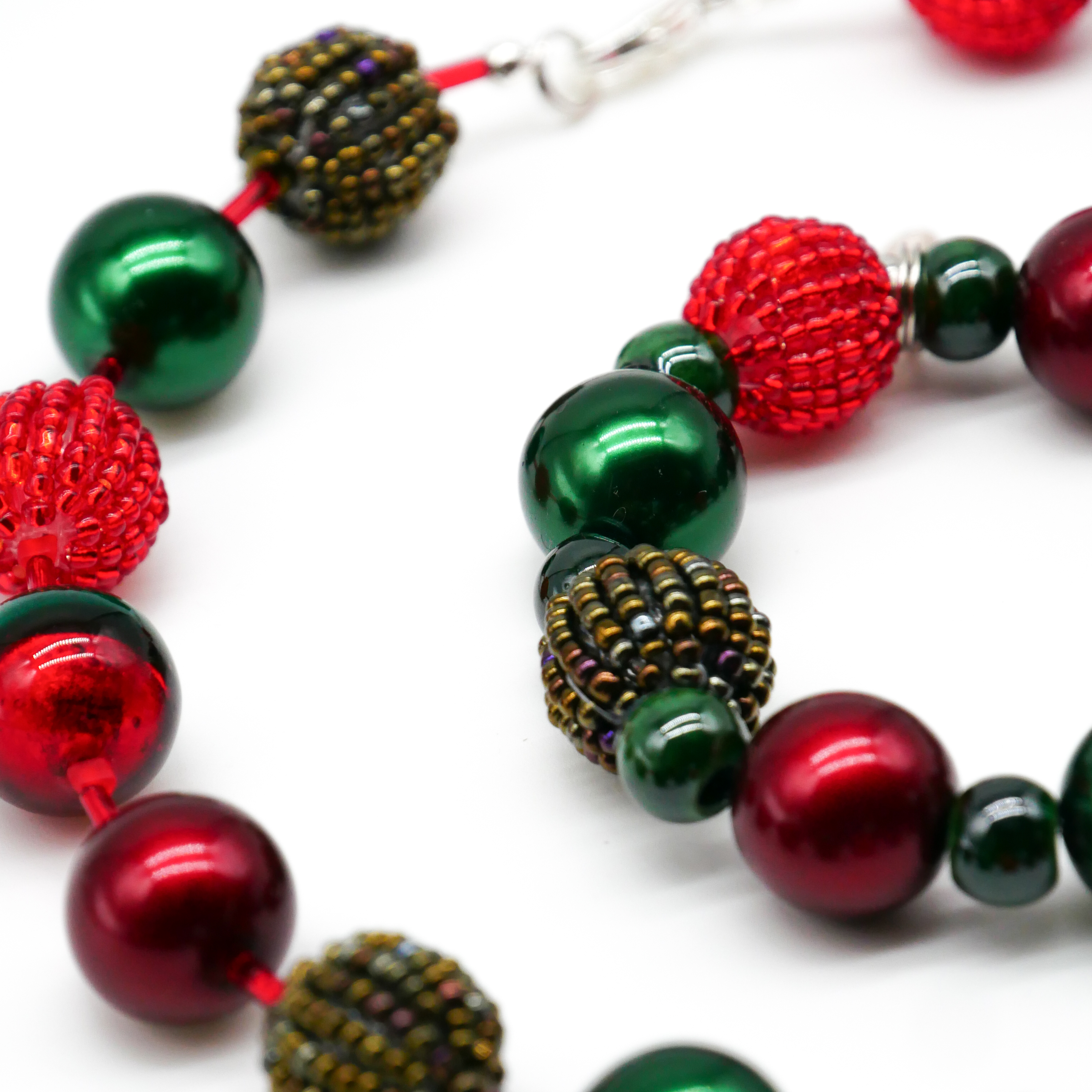  "Fine Bead Art", "Kette Christmas", Lampenperlen, Glasperlen rot-grün