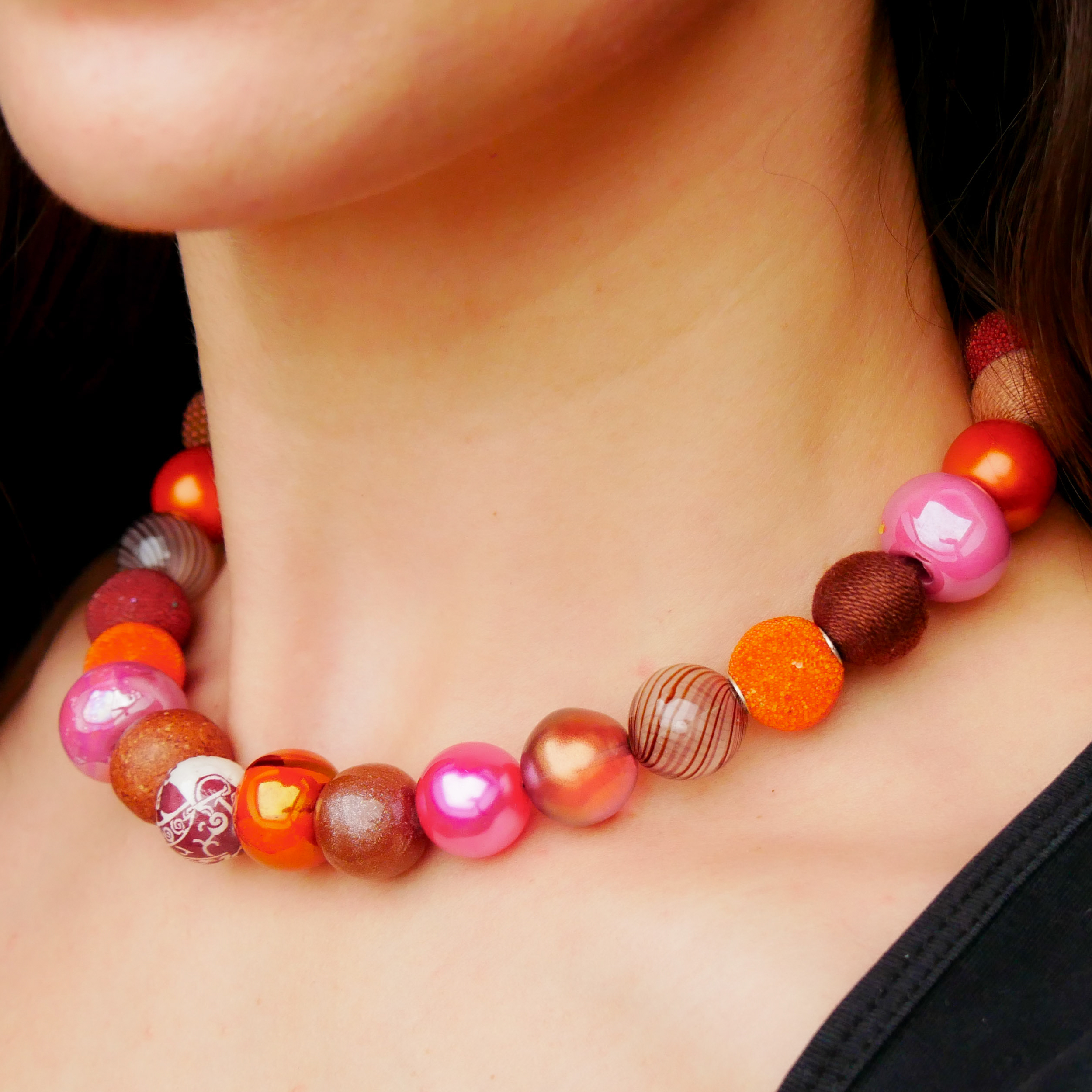 "Bollywood" Kleine Bollywood Ø ca. 16 mm, braun-pink