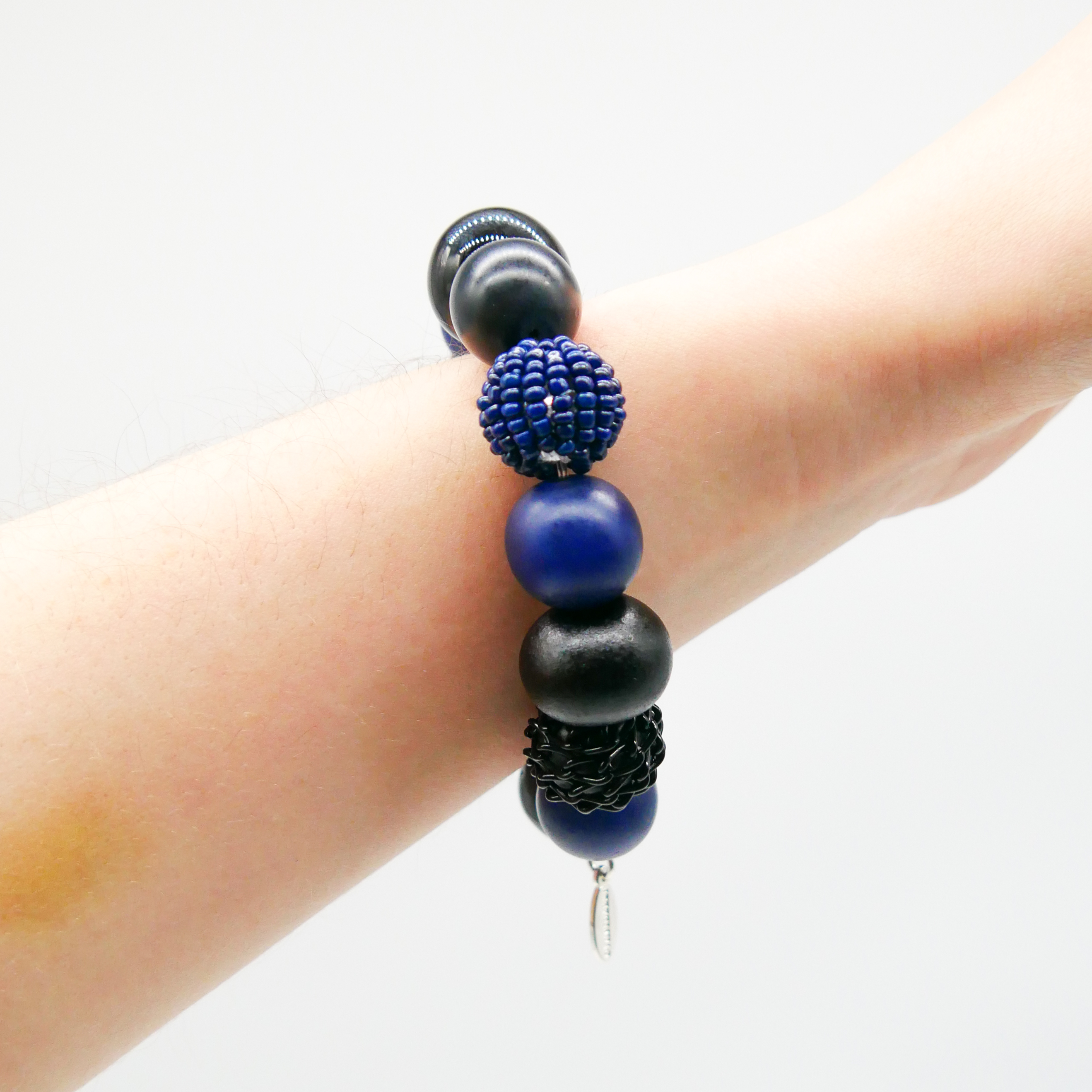  "Bollywood" Armband auf Gummi, mitternachtsblau
