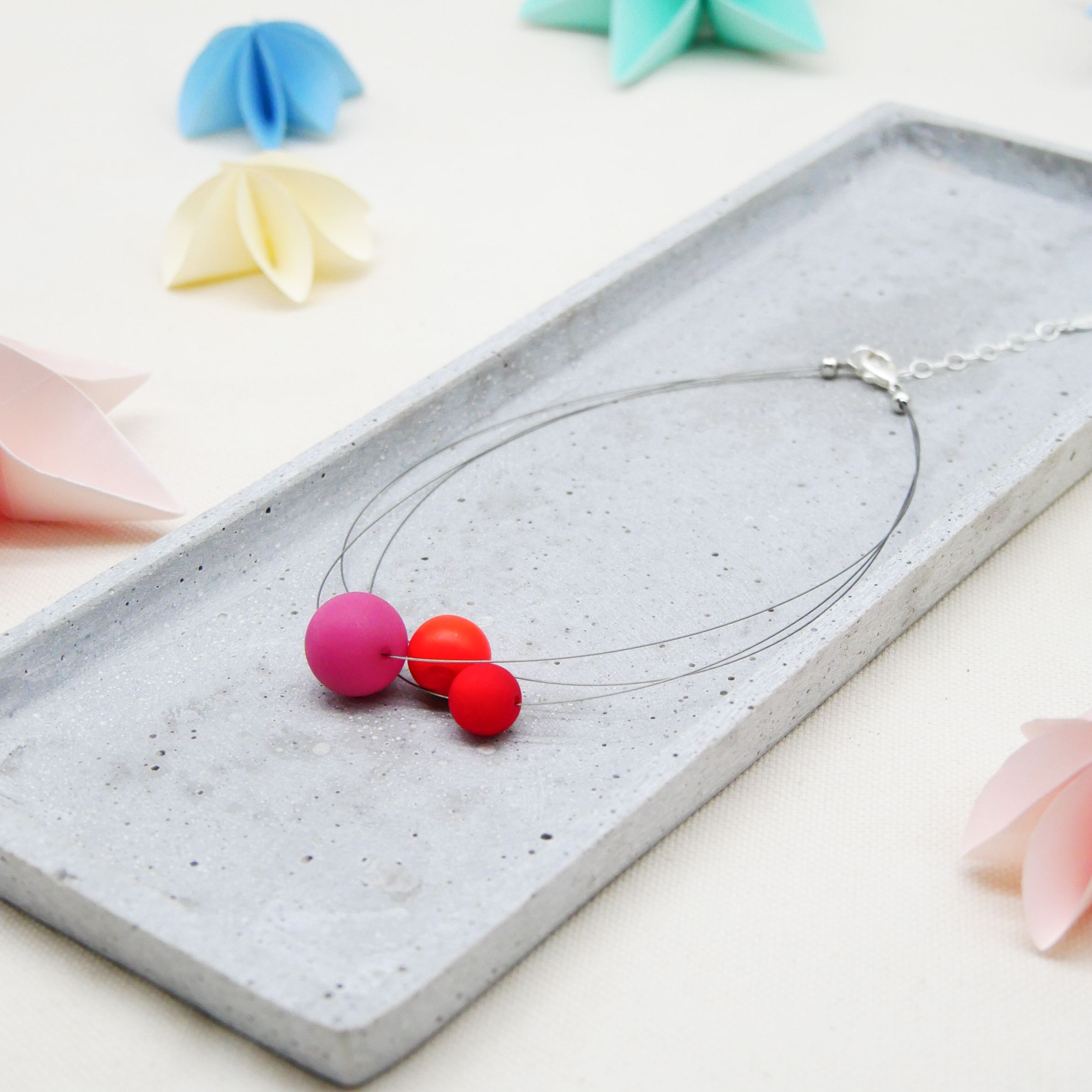  Color Explosion, kurze 3-Strang Kette "Planet" - Mars rot-pink