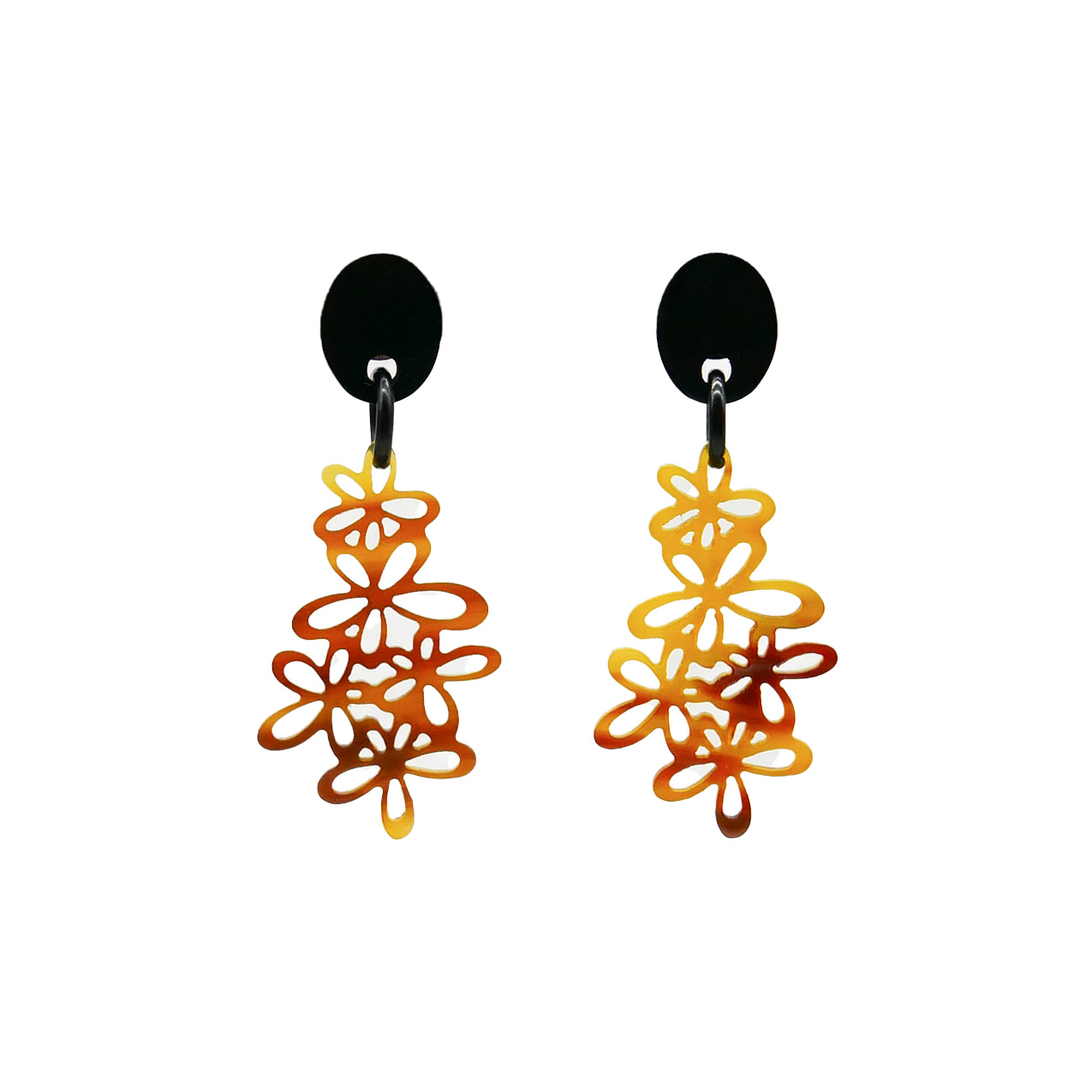 "Craft Art" Ohrring "Blütenzauber" schwarzes und braunes Horn