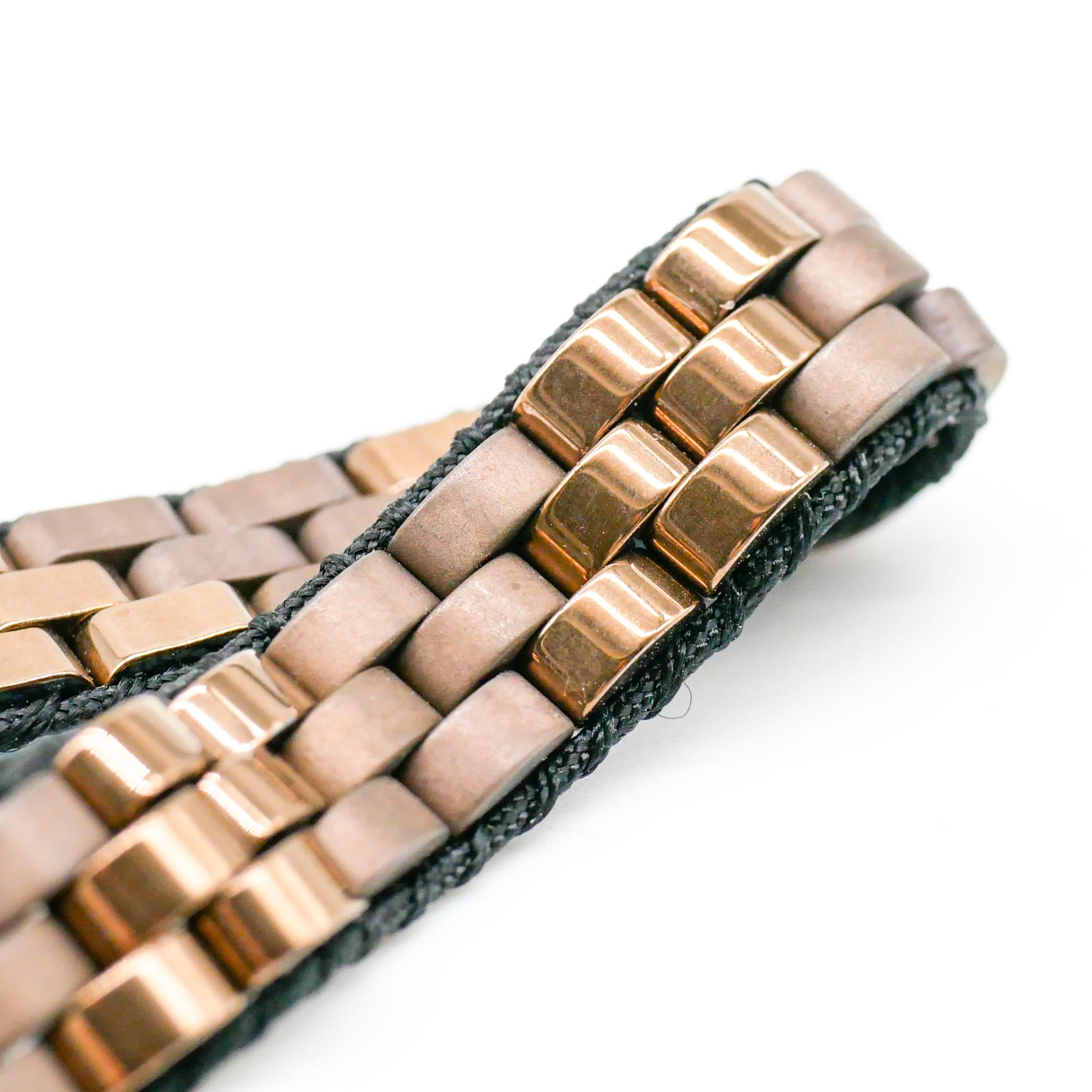 "Metallic" 3 reihiges Hämatit Armband, bronze matt/glänzend
