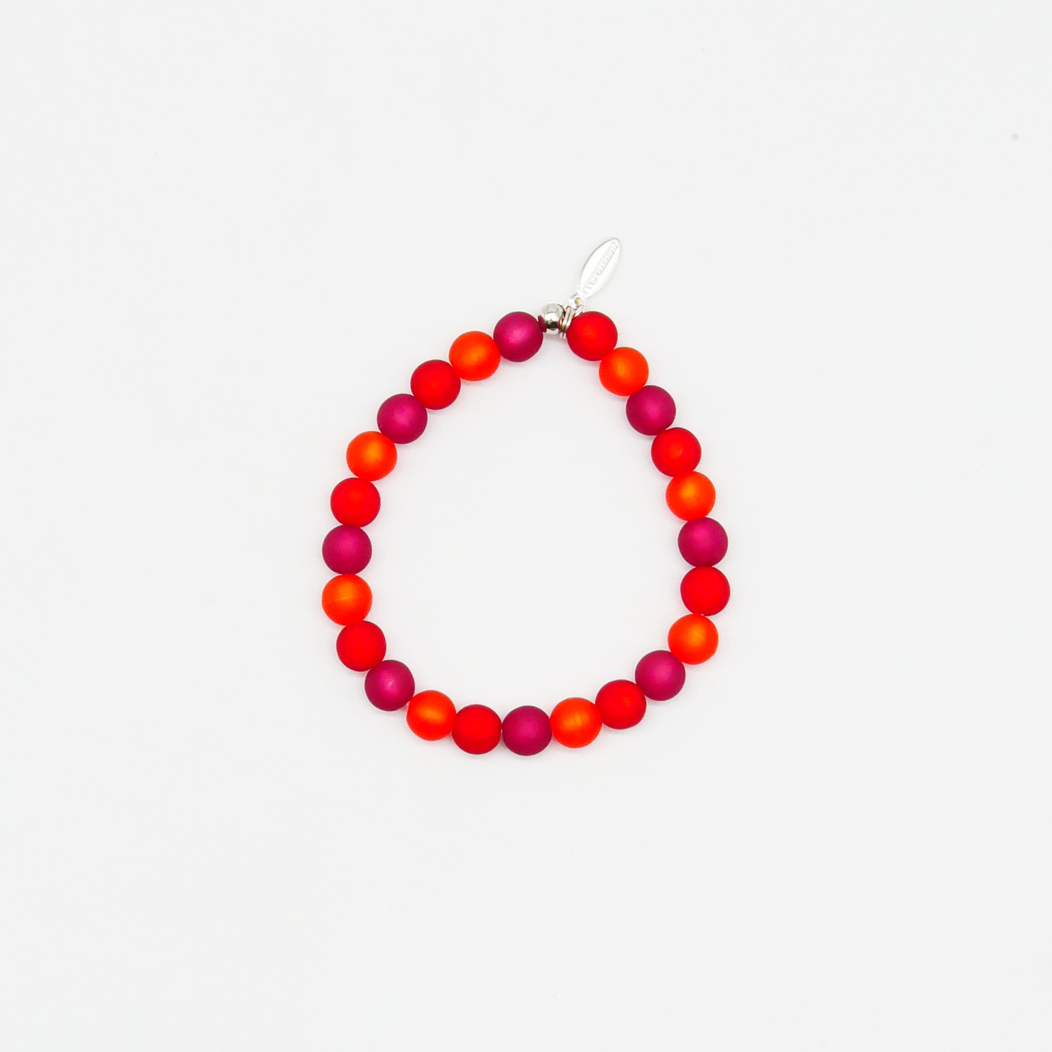  Color Explosion, Armband auf Gummi Ø 8 mm, Glas- und Polaris Perlen, Mars rot-pink