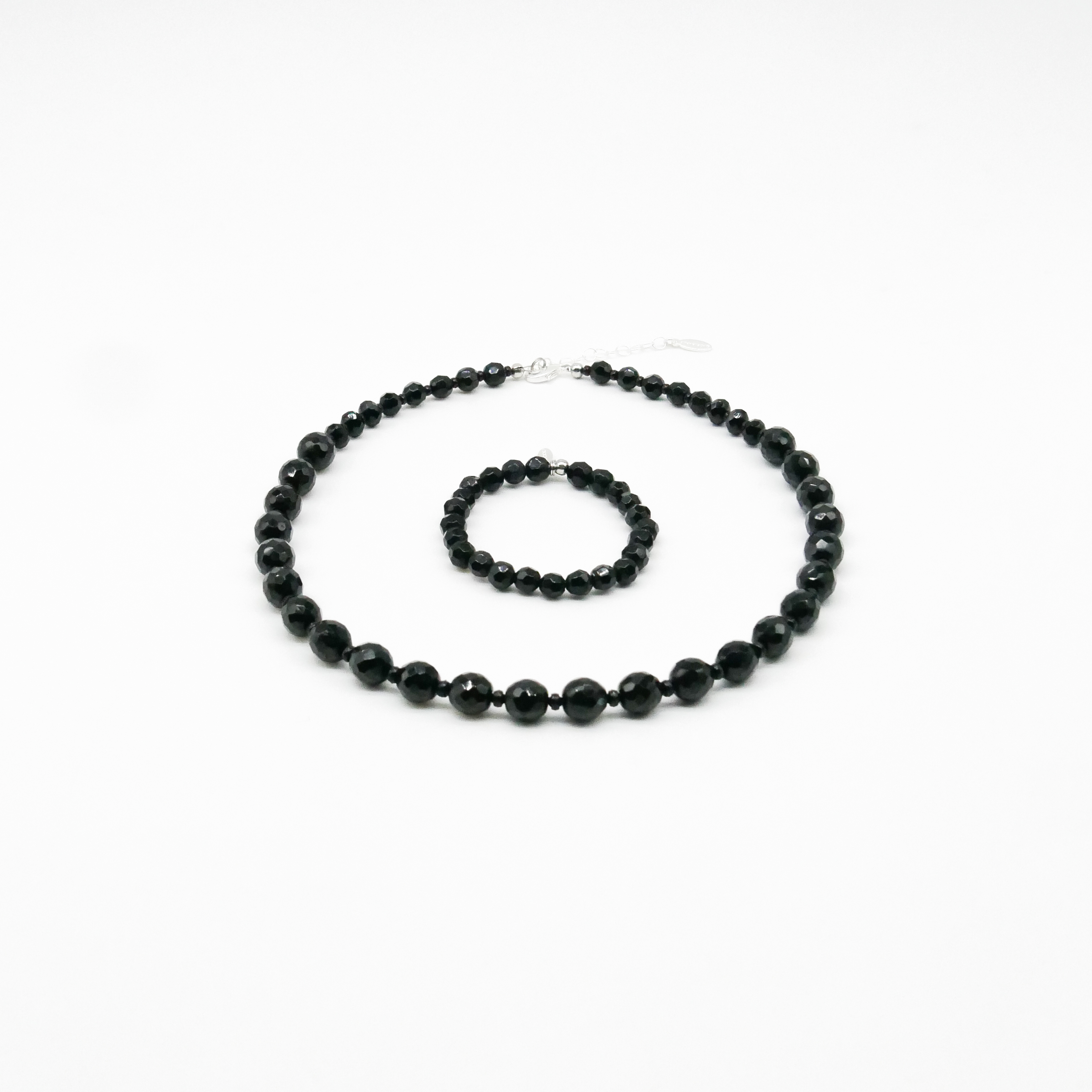  "Jet Schmuck" Armband auf Gummi schwarze facettierte Glasperlen Ø 8 mm 
