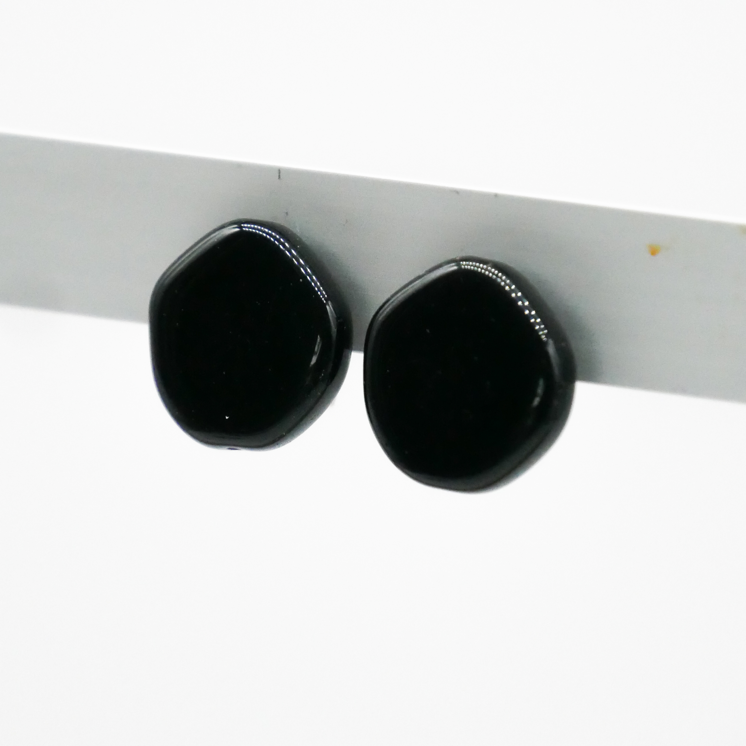  "Jet Schmuck" Ohrclip "Scheibe", schwarze Glasperlen 