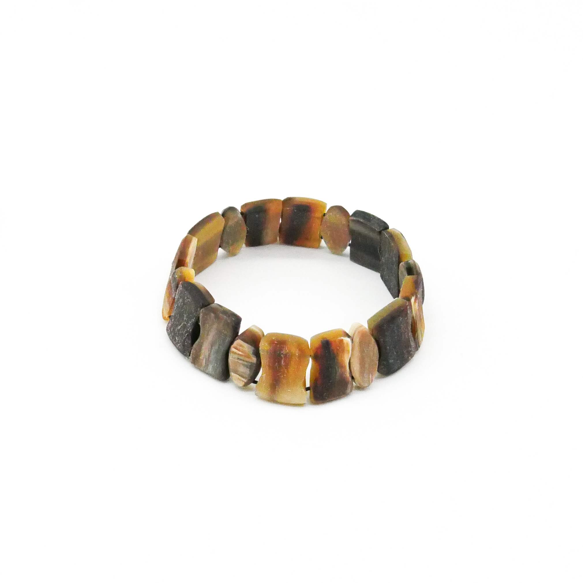  "Craft-Art", Horn Armband auf Gummi verschiedene Formen, braunes Horn matt 