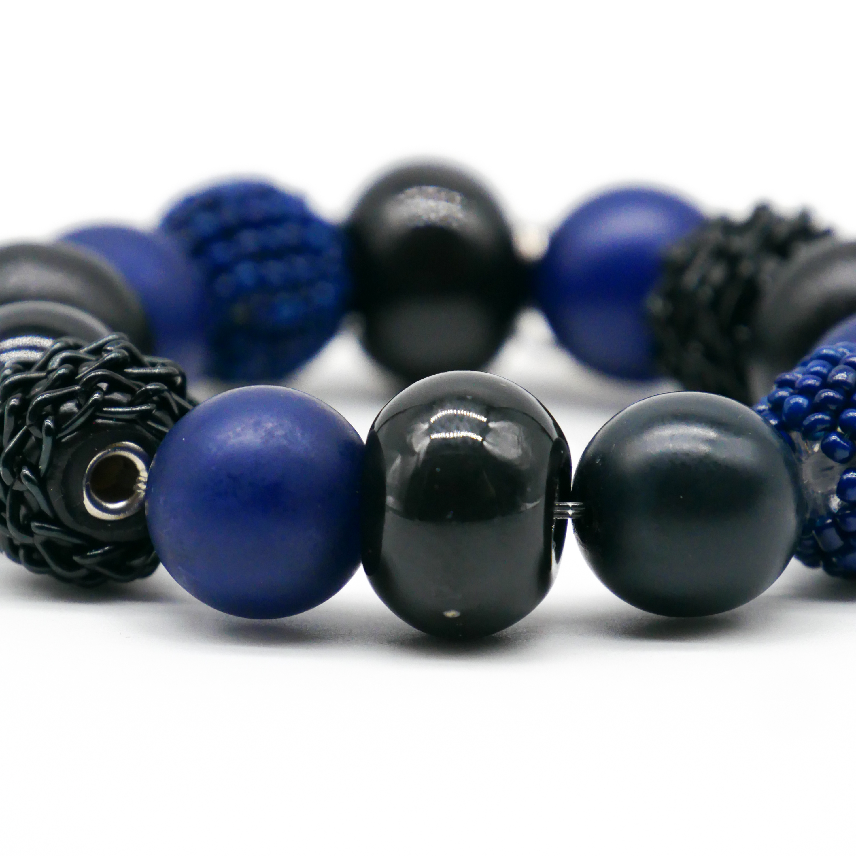  "Bollywood" Armband auf Gummi, mitternachtsblau