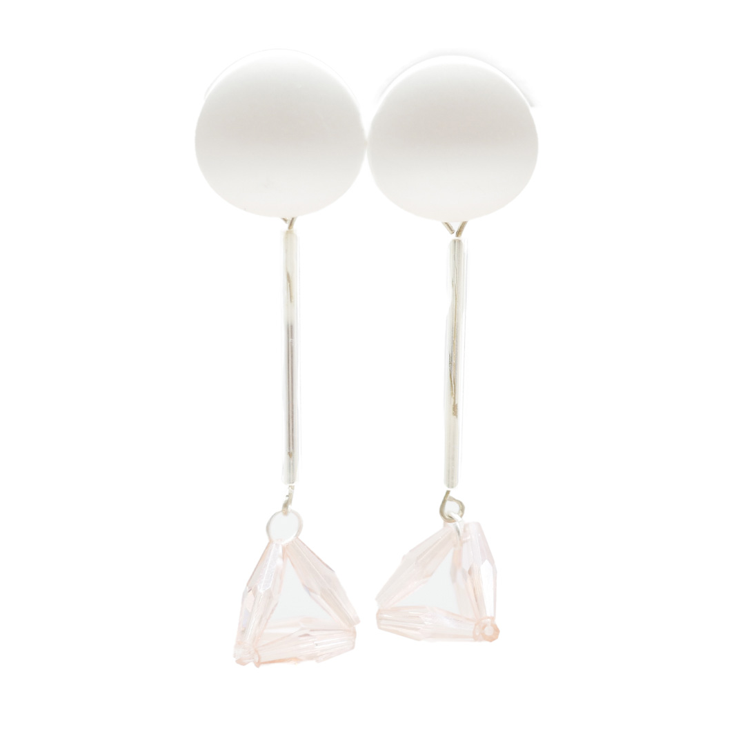 "Summer Feeling" Ohrstecker, versilbert, mit geometrischer Kristallperle, rosé