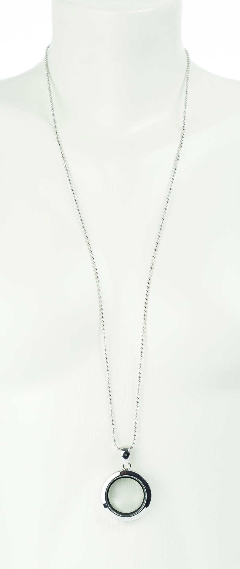 "Medaillon" lange Kugelkette mit Medaillon befüllbar ca. 30 mm - für Perlen