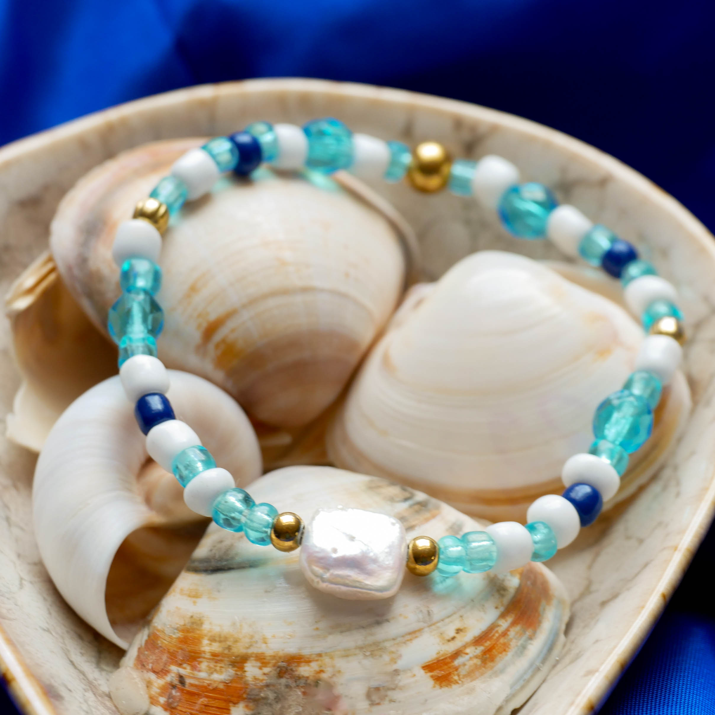 DIY Schmuckbox, Ocean, maritime Töne 1x Kette, 2x Armband, 2x Ohrring, 1x Ring DIY Schmuckbox, Ocean, maritime Töne 1x Kette, 2x Armband, 2x Ohrring, 1x Ring