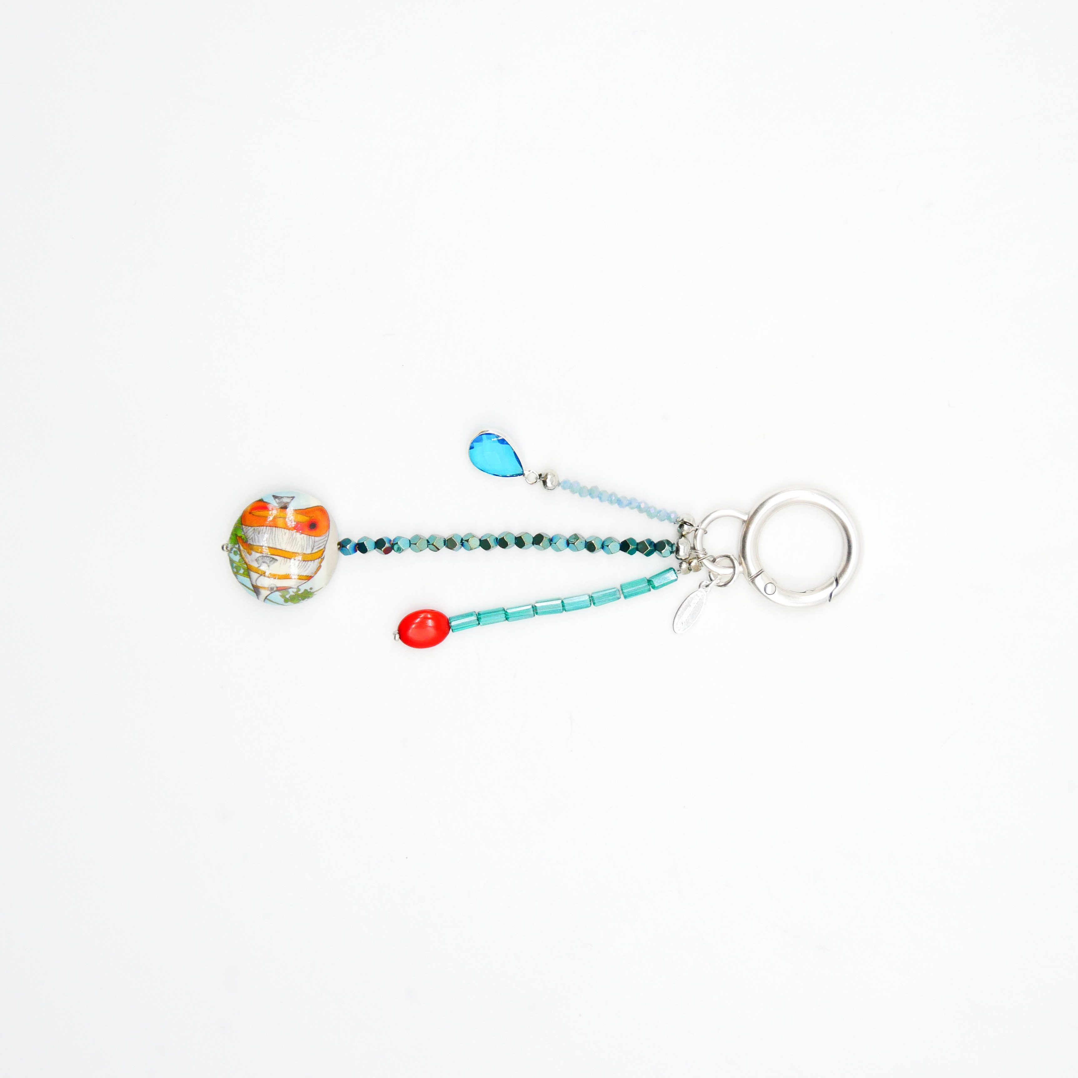 "Lucky Pendant" Anhänger, 3 Stränge Glasperlen mit Abschlussperle, grün - blau 