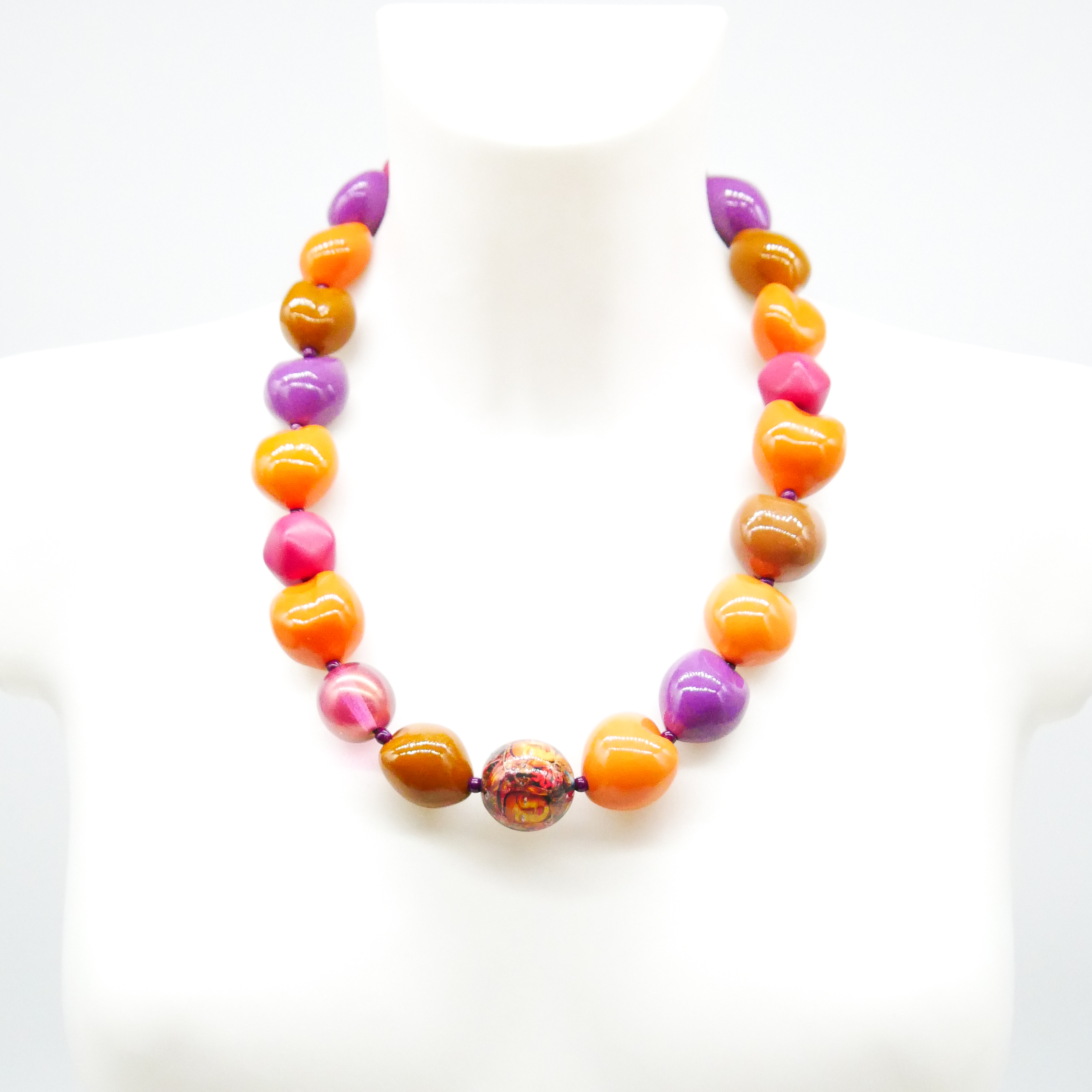  "Summer Feeling" Kette ca. 60 cm, Lumba Samen, Glasperlen, Resin Perle, blumenwiese