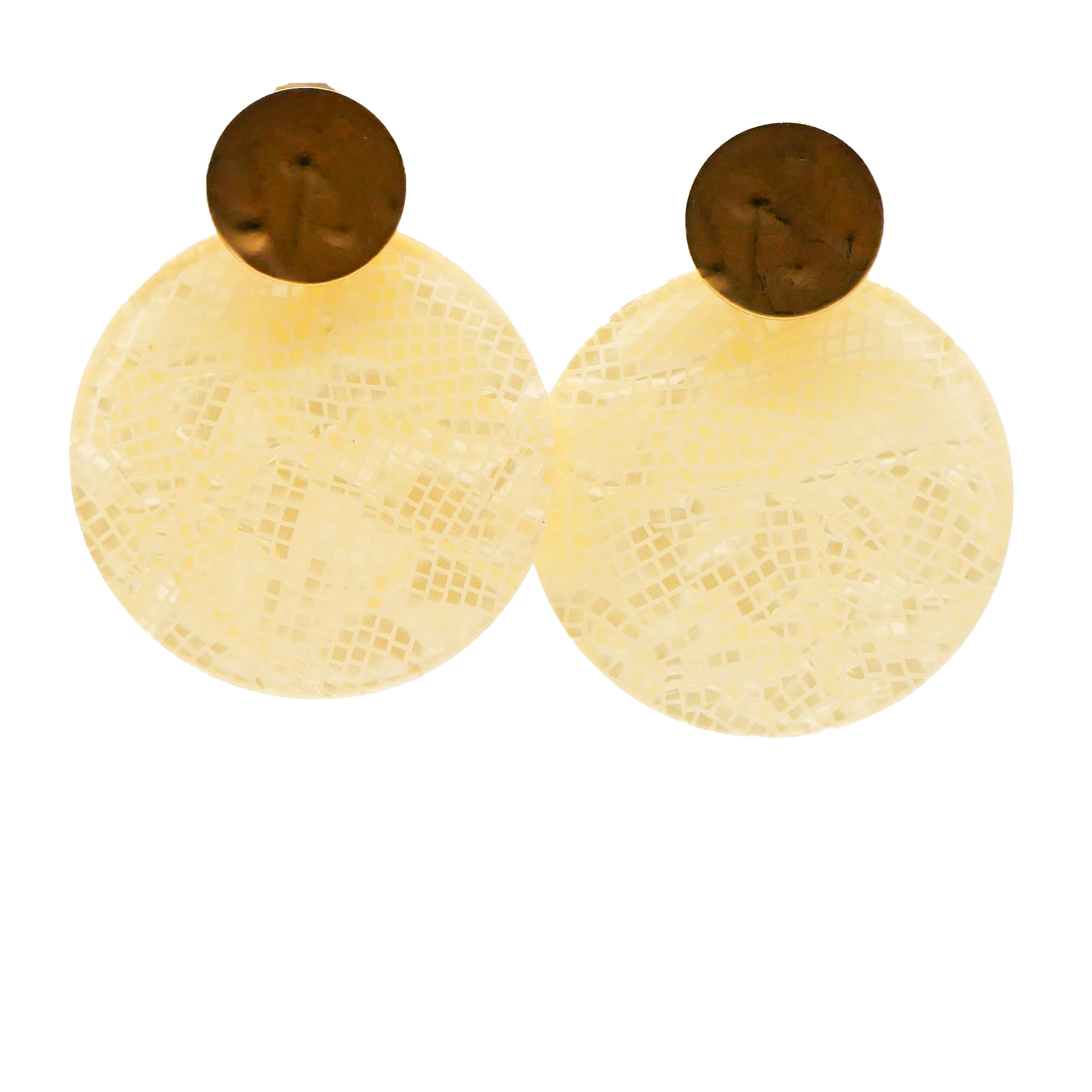 "Color Explosion", Ohrstecker Scheibe Ø 40 mm, Oberteil Ø 10 mm vergoldet, white "Color Explosion", Ohrstecker Scheibe Ø 40 mm, Oberteil Ø 10 mm vergoldet, white