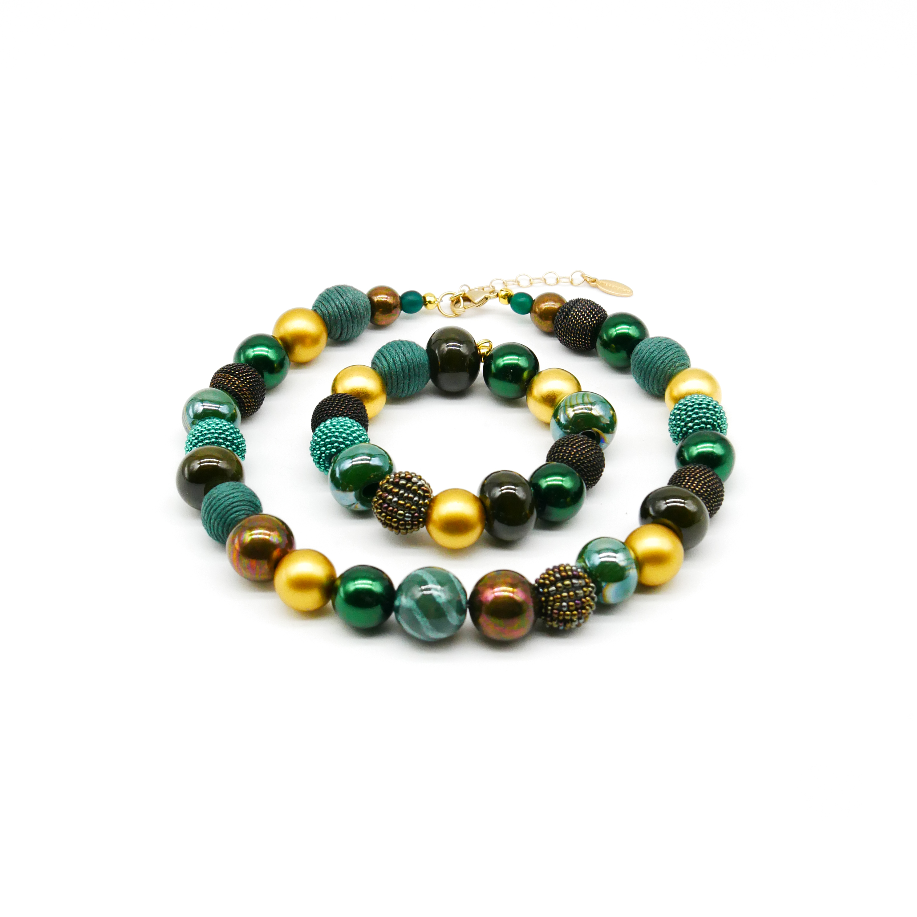  "Bollywood" Armband auf Gummi, burnt olive