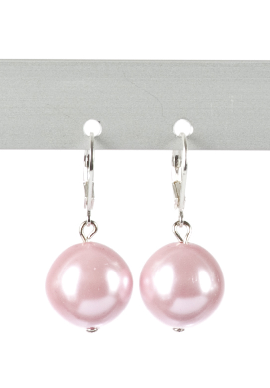 Pearl-Ohrhänger, 12mm, rosa