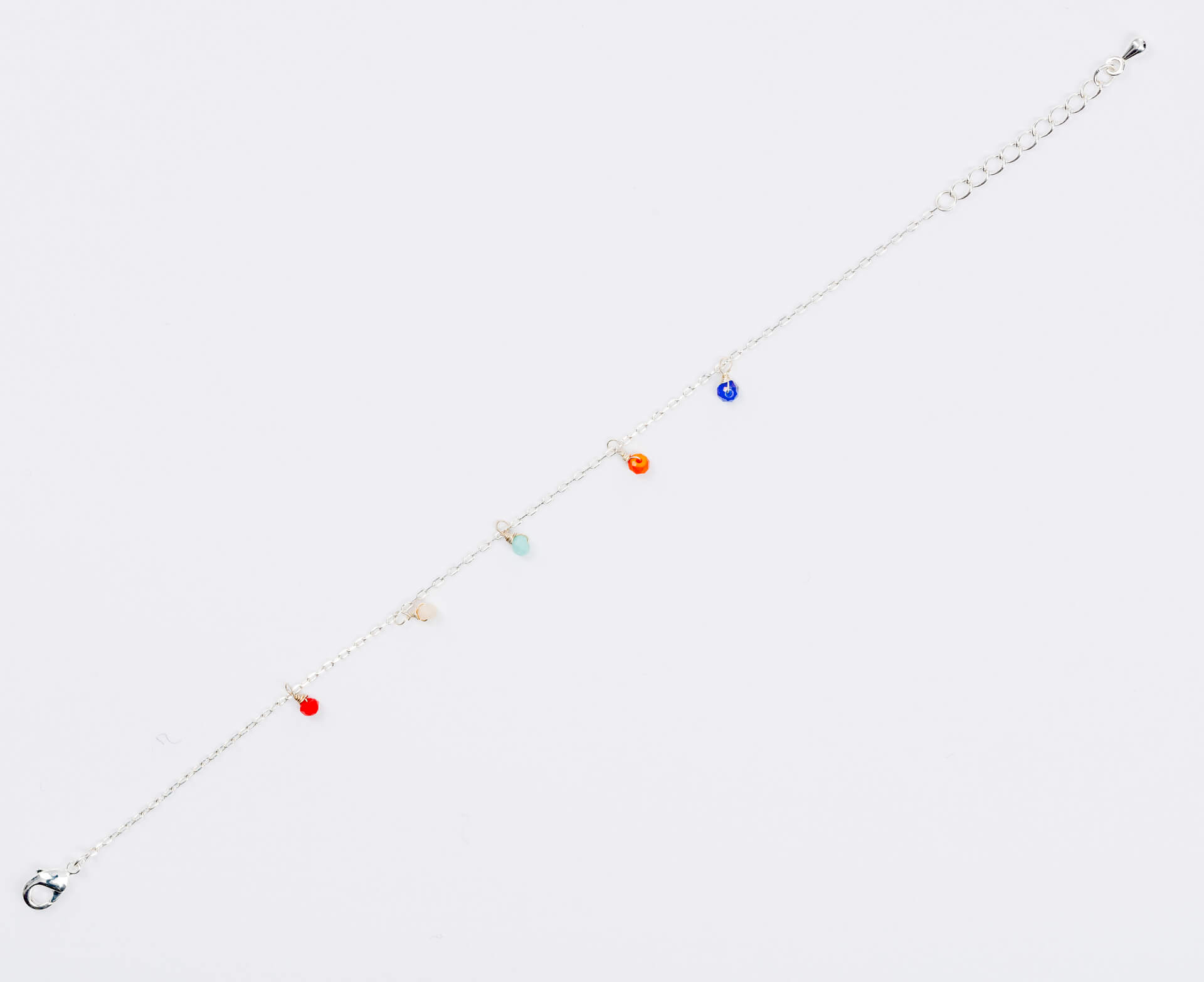 "Fine Filigré" feines Armband, kleine Kristallanhänger, versilbert