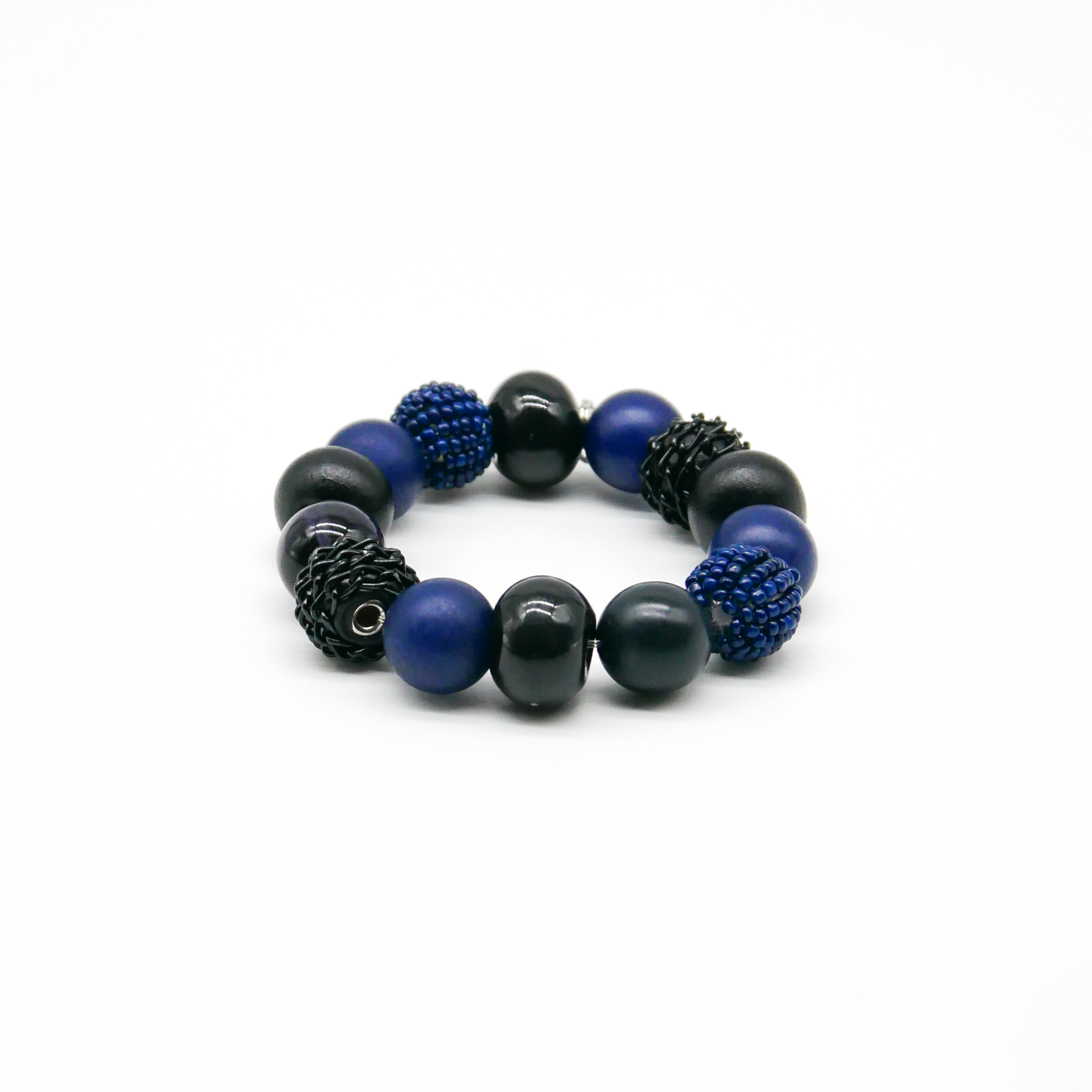  "Bollywood" Armband auf Gummi, mitternachtsblau