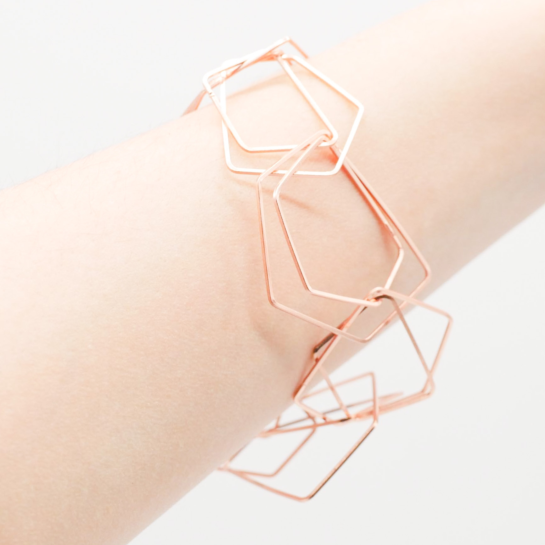 Charm-Armband, doppeltes Vieleck, rosé vergoldet