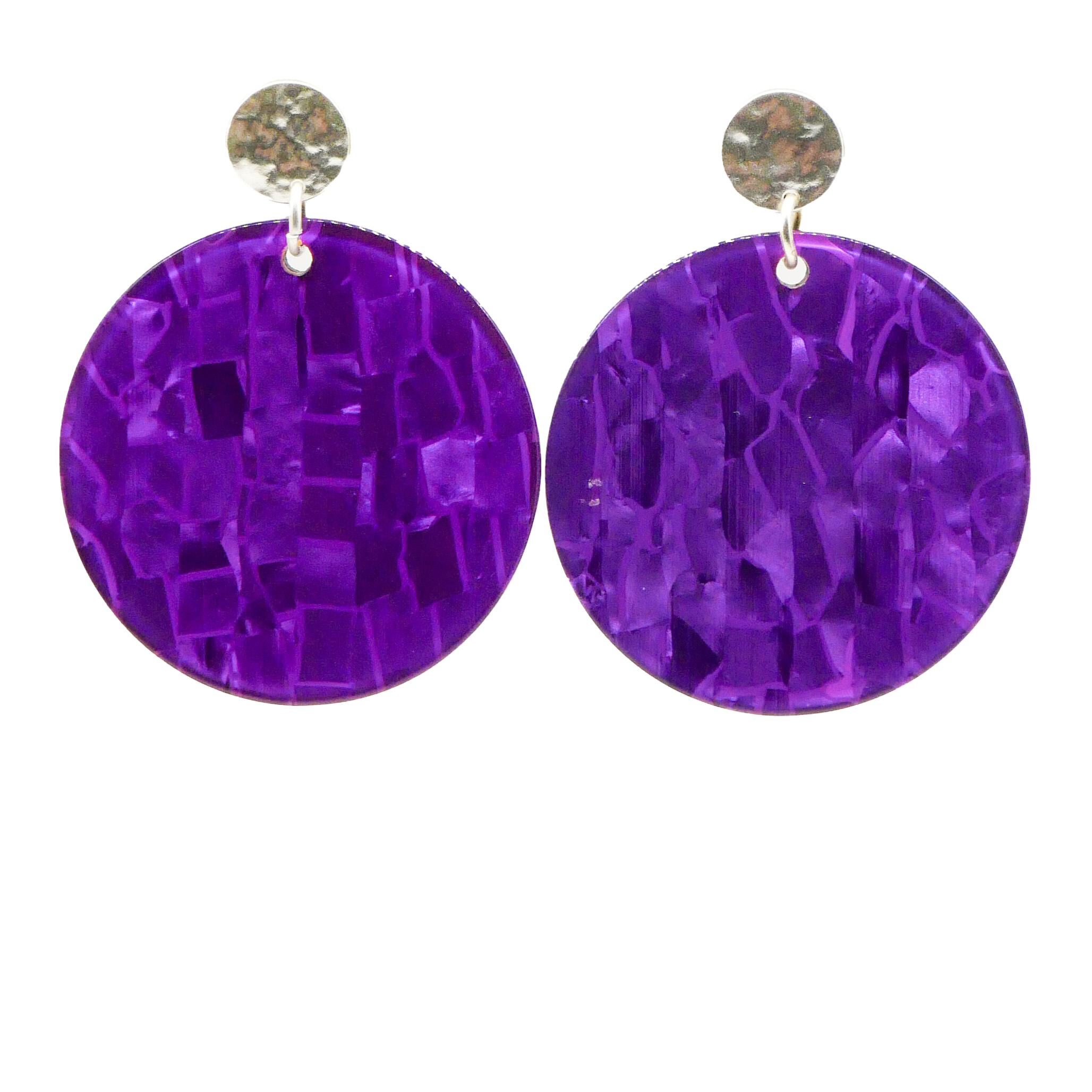 "Color Explosion", Ohrstecker Scheibe Ø 40 mm, Oberteil Ø 10 mm vergoldet, purple "Color Explosion", Ohrstecker Scheibe Ø 40 mm, Oberteil Ø 10 mm vergoldet, purple