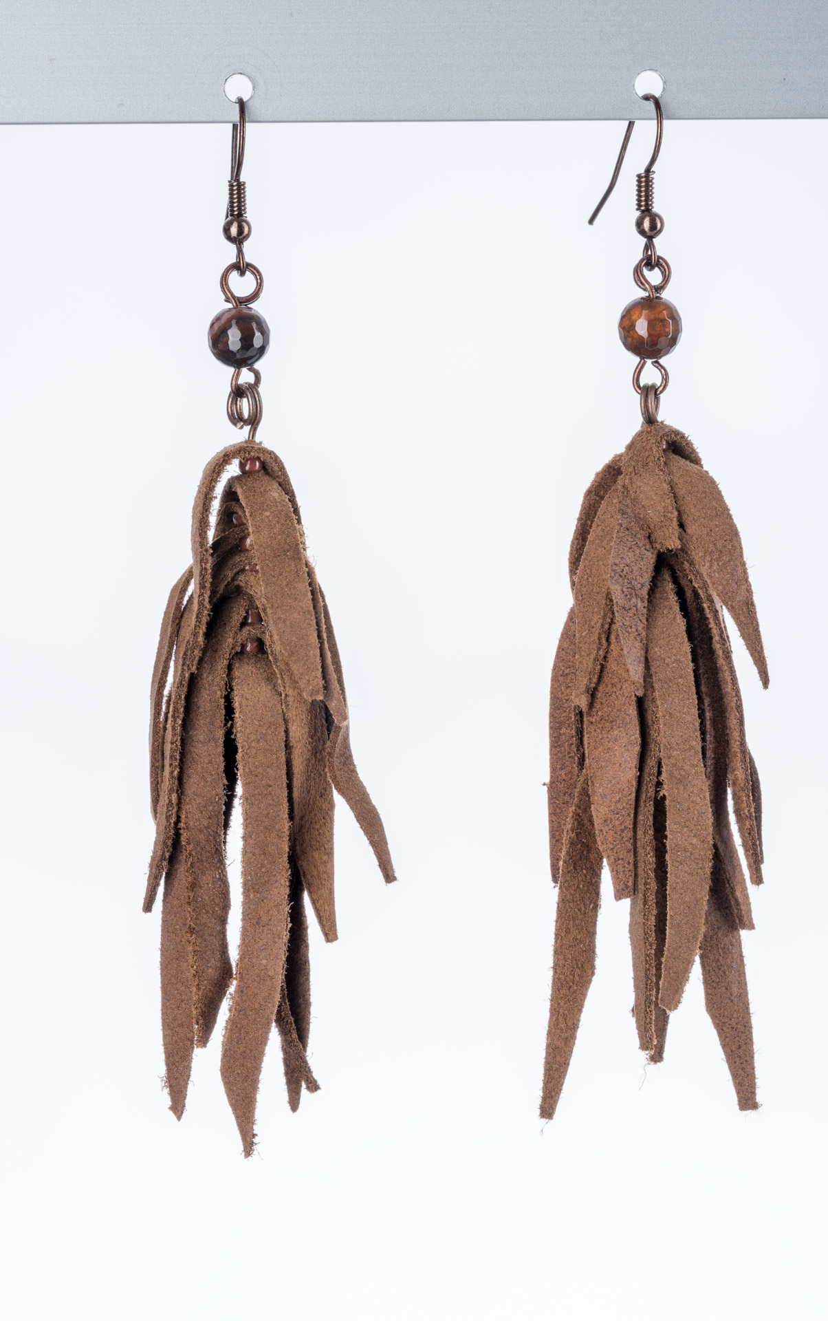 "Boho" earrings with tassel - camel