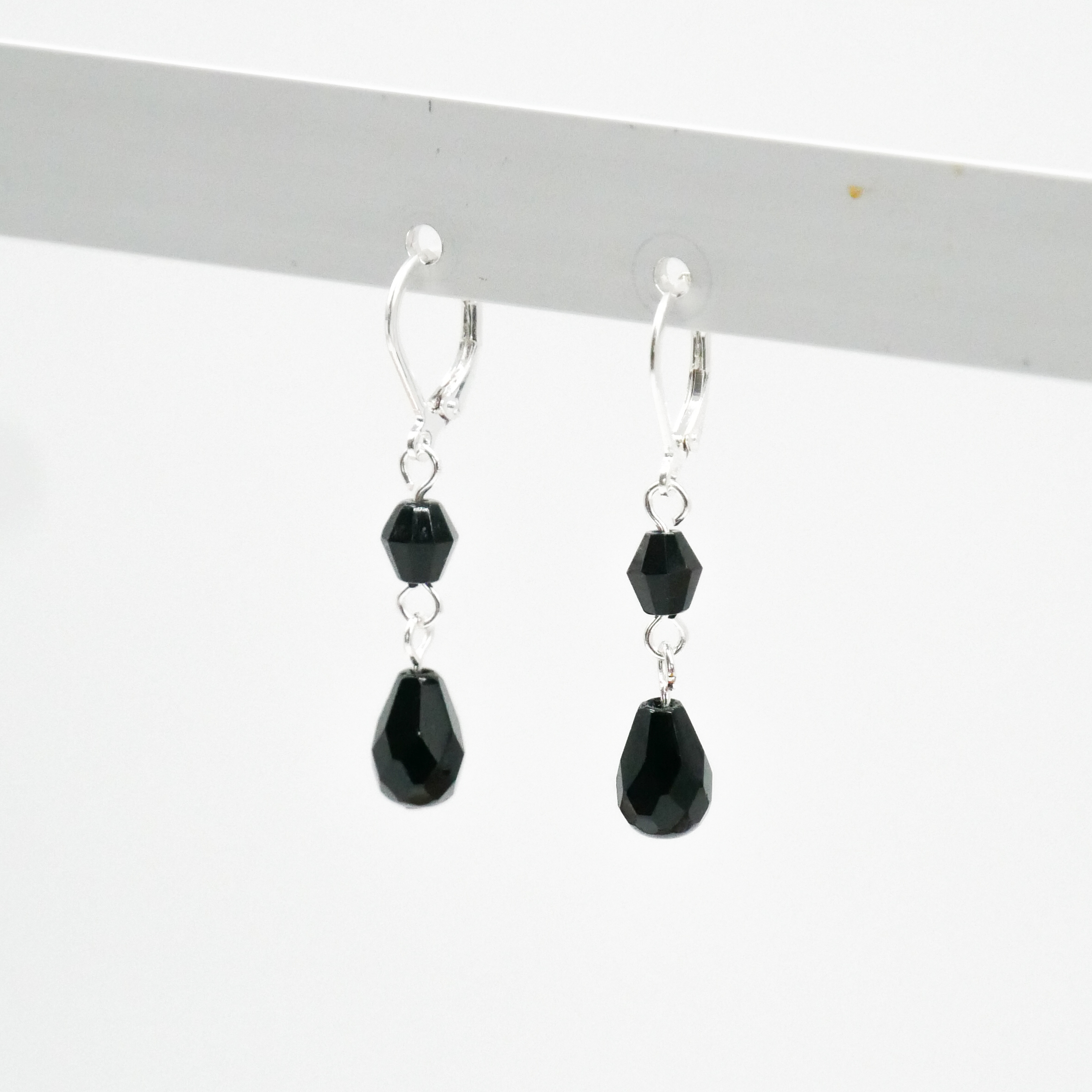  "Jet Schmuck" Ohrhänger "Tropfen", schwarze Glasperlen 