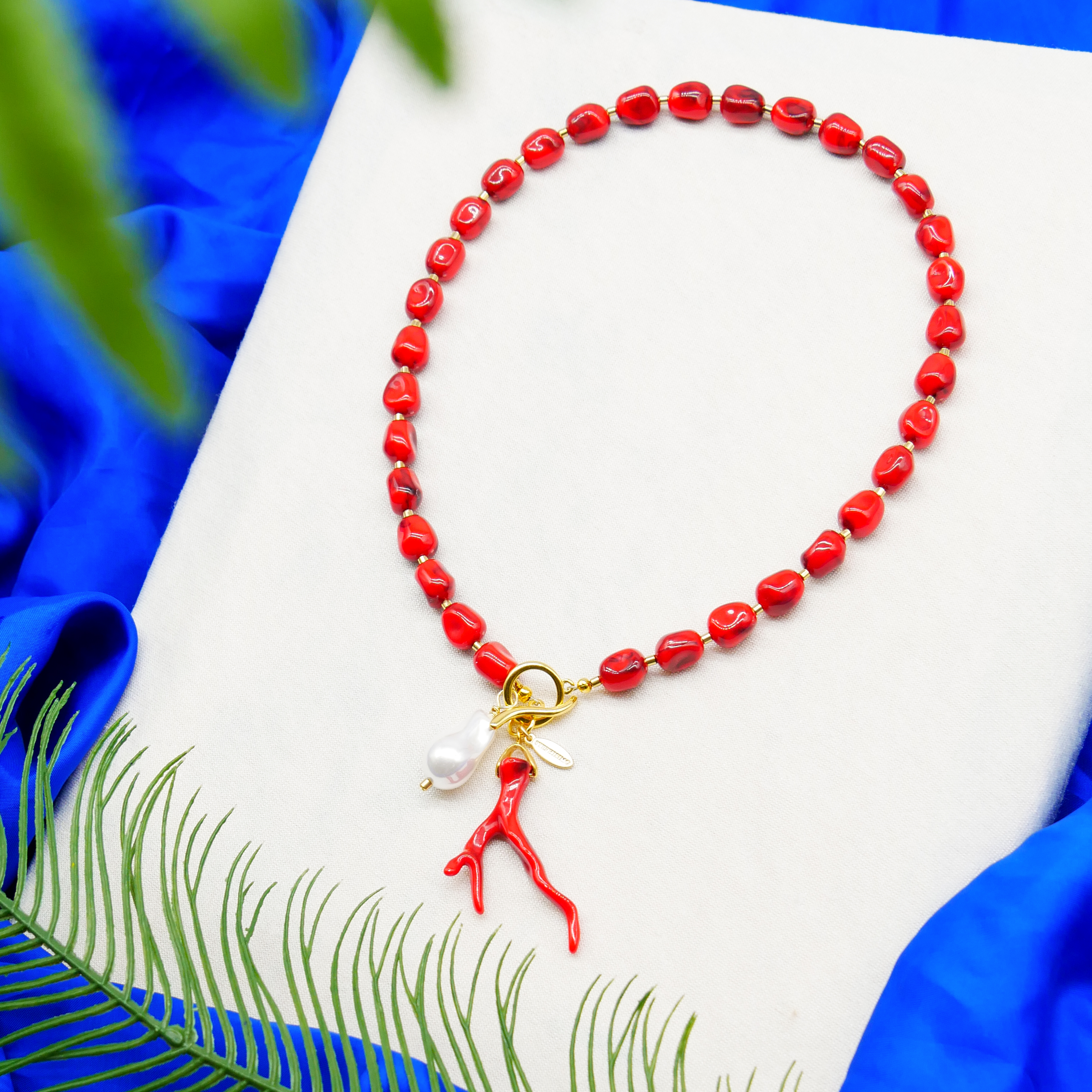  "Summer Feeling" Kette "Coral Sea" Resinperlen                        