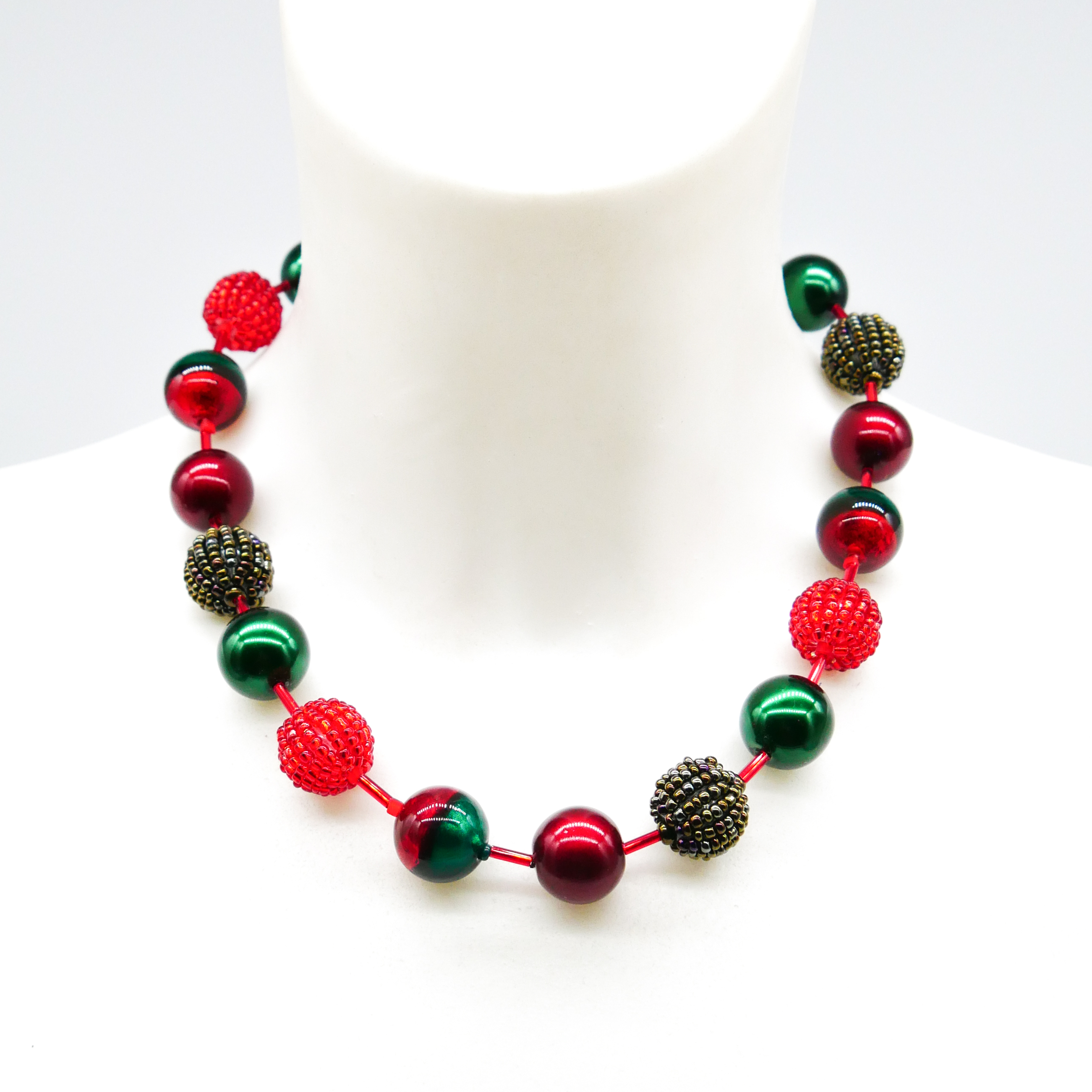  "Fine Bead Art", "Kette Christmas", Lampenperlen, Glasperlen rot-grün