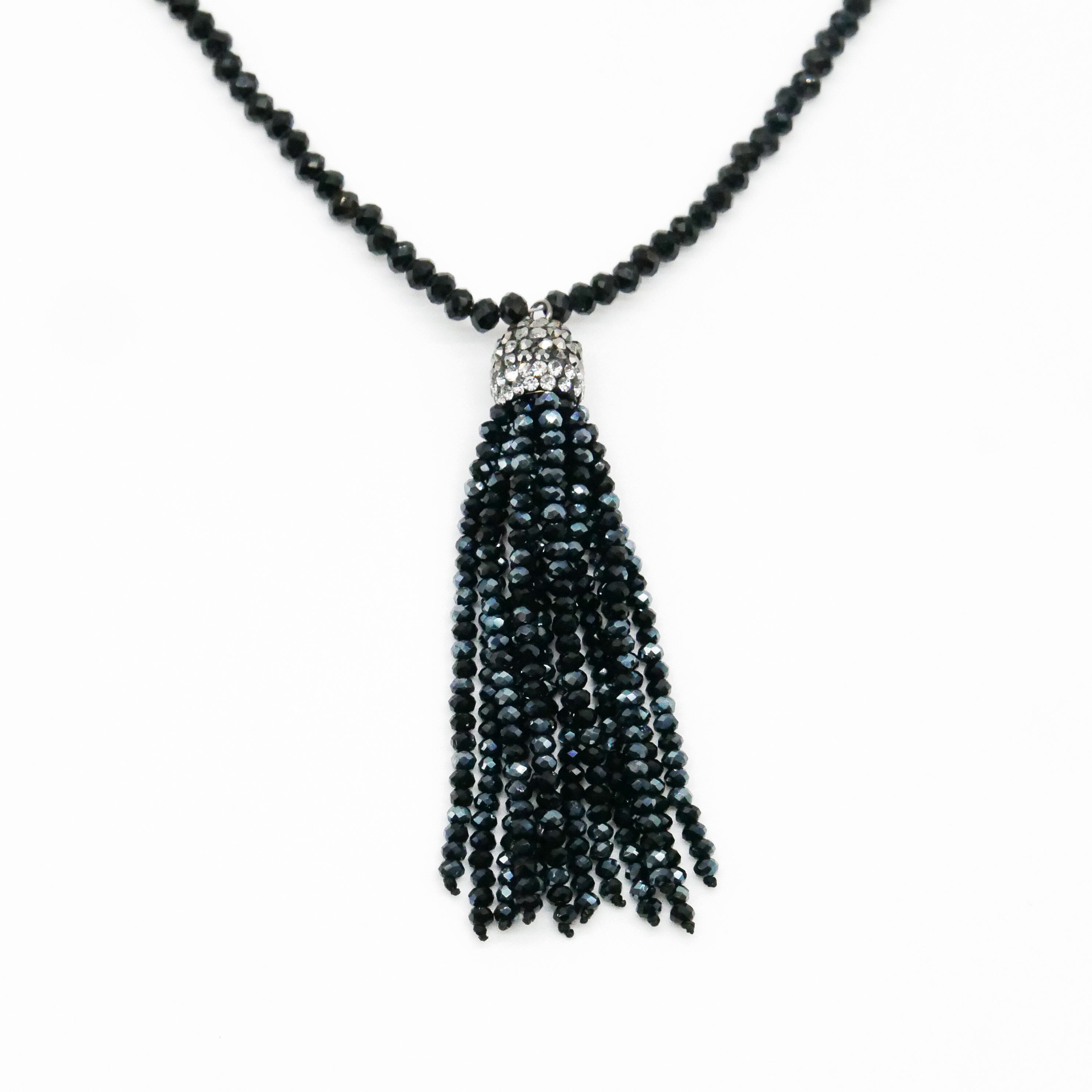  "Jet Schmuck" schwarze Kristallperlen, 4x3 mm, Quaste Kristallglas schwarz 
