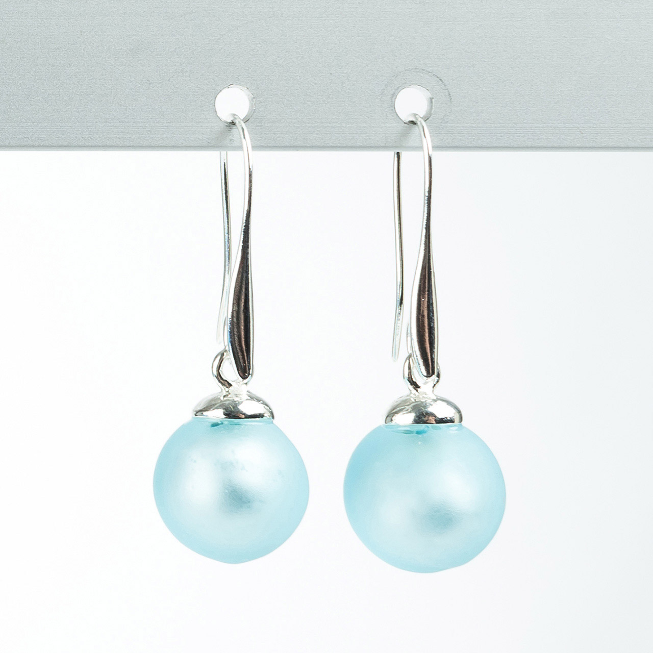 Lampenperlen-Ohrhänger aus handgefertigten Glasperlen, 12 mm, aquamarine matt