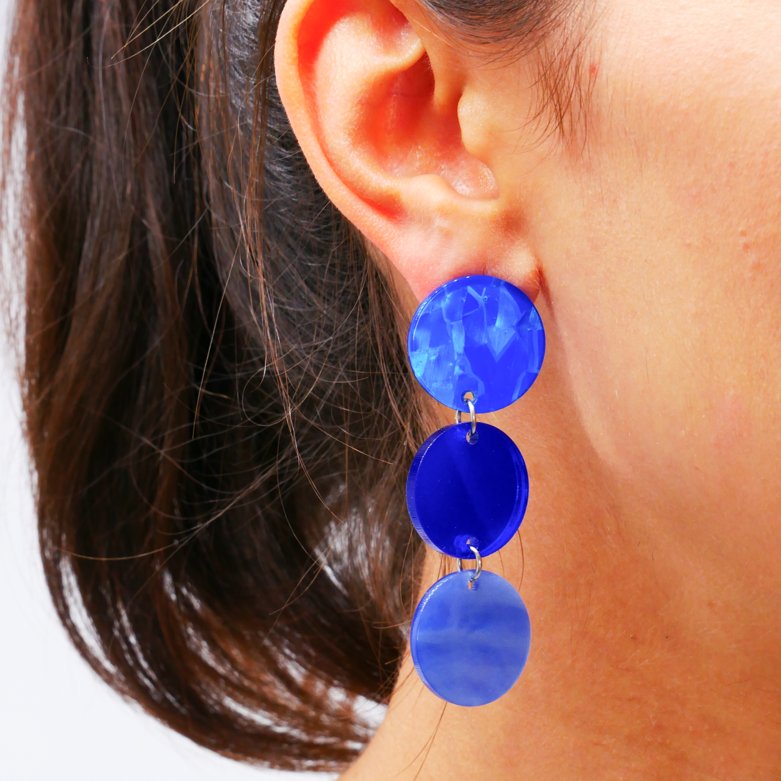 "Color Explosion", stud earrings 3pcs traffic light Ø 22 mm blue "Color Explosion", stud earrings 3pcs traffic light Ø 22 mm blue