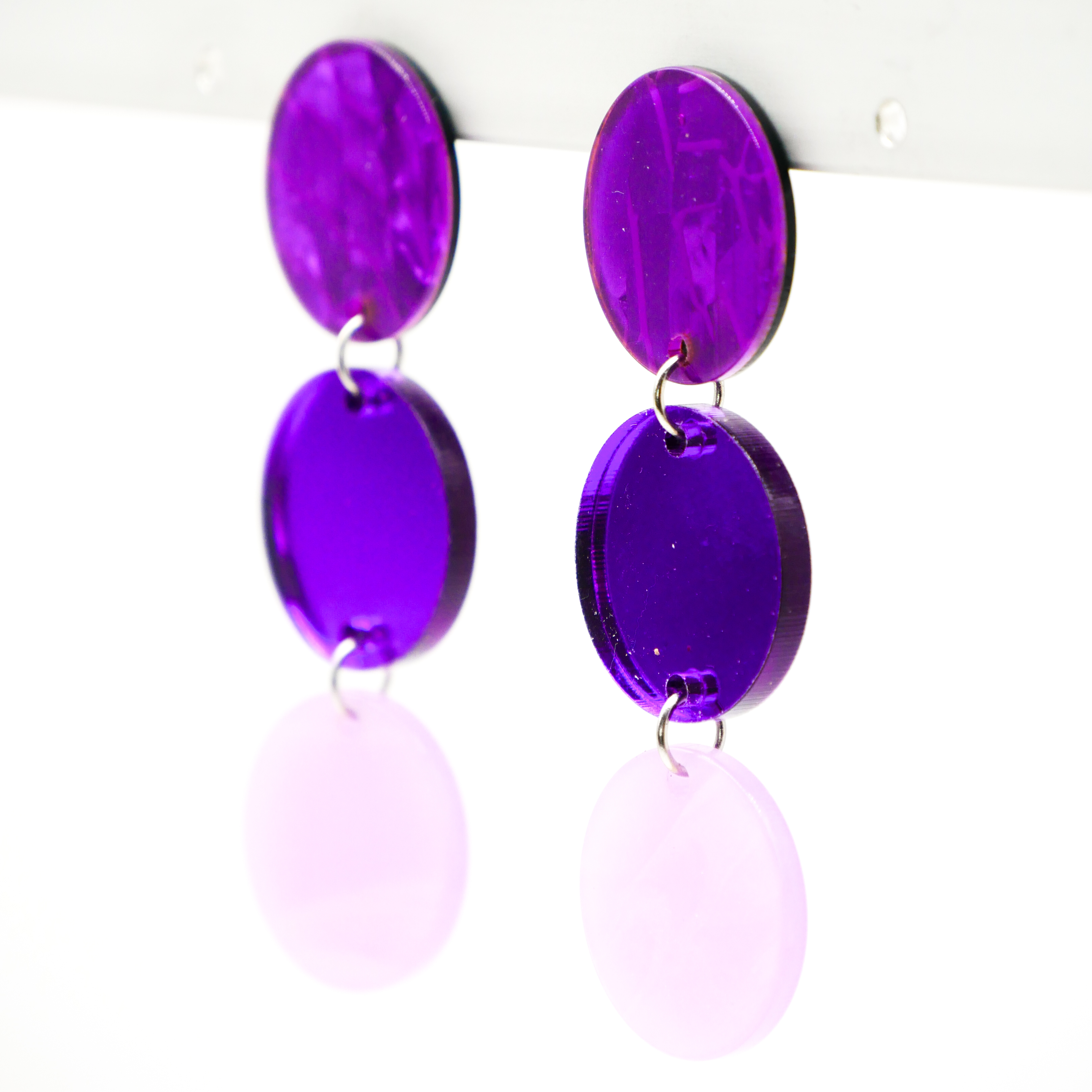 "Color Explosion" , stud earrings 3pcs traffic light Ø 22 mm purple "Color Explosion" , stud earrings 3pcs traffic light Ø 22 mm purple