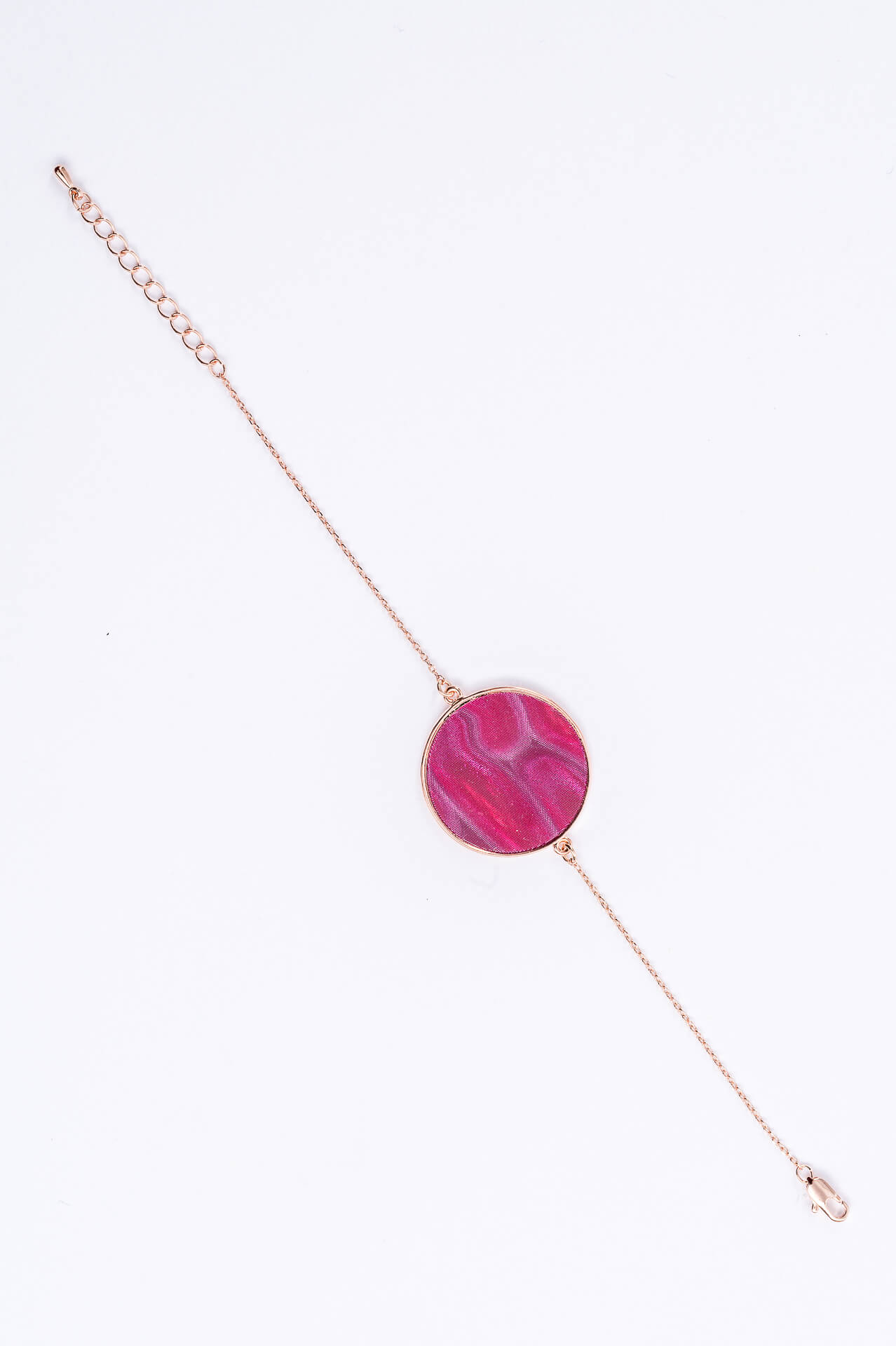 "Circle" feines Armband, rosé vergoldeter Anhänger, purpur schimmernd