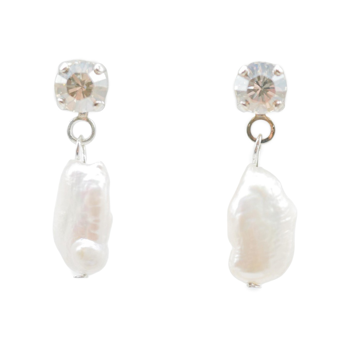 Ohrstecker "Freshwater Pearls" aus Süßwasserperlen, white-crystal
