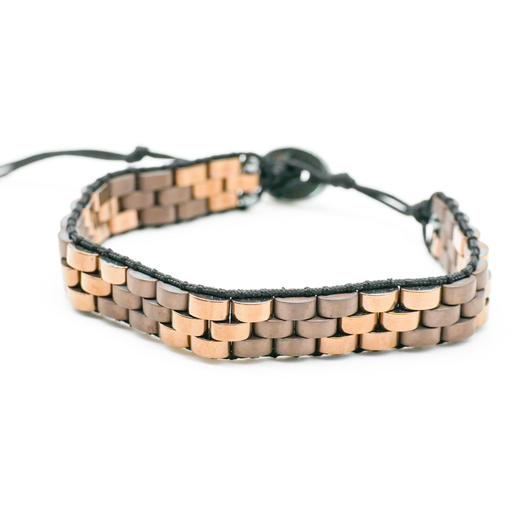 "Metallic" 3 reihiges Hämatit Armband, bronze matt/glänzend