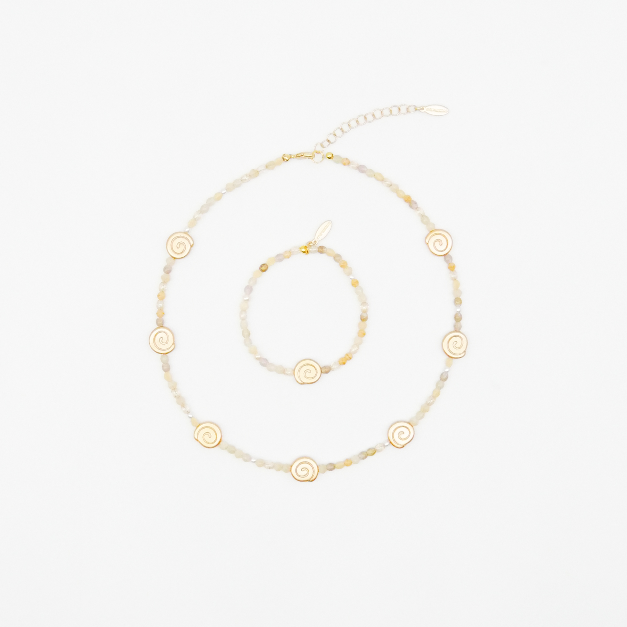  "Shell" kurze Kette, kleine Glasperlen Glasschnecken, sand 