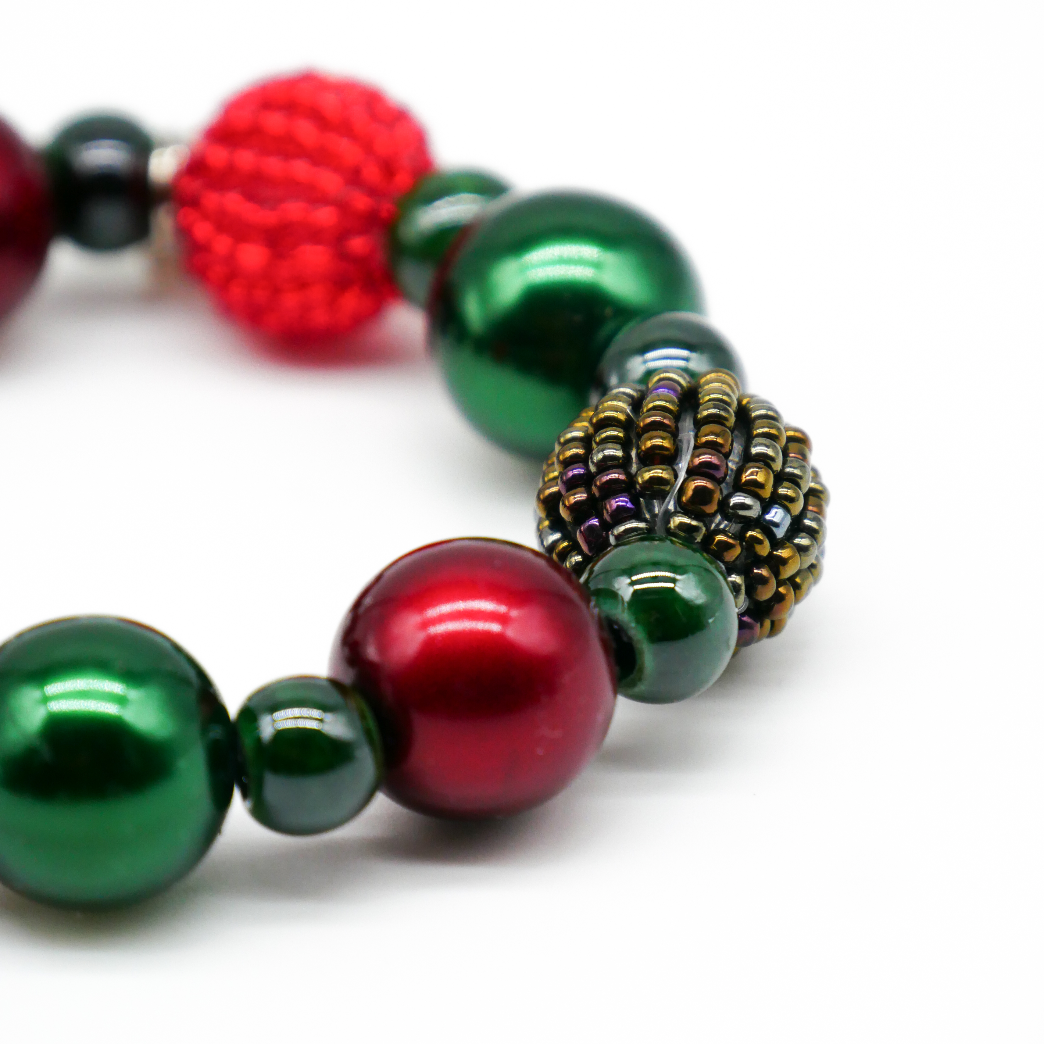  "Fine Bead Art", "Armband Christmas", Lampenperlen, Glasperlen rot-grün 