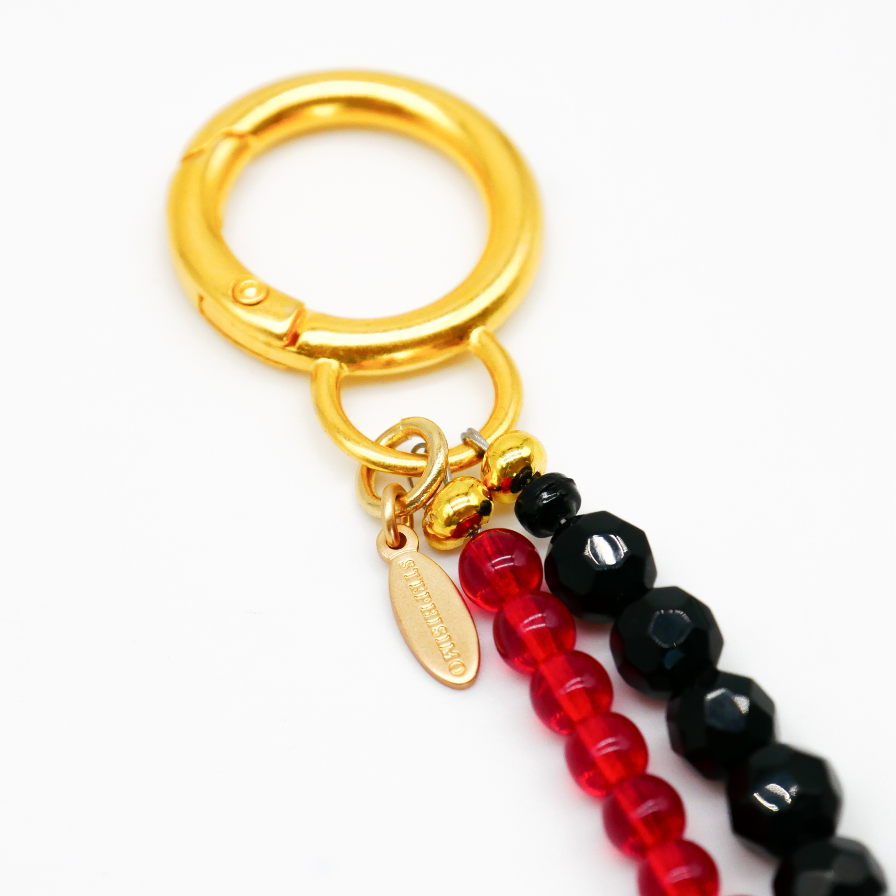 "Lucky Pendant" Anhänger, 2 Stränge Glas rot und schwarz, Designperle "Lucky Pendant" Anhänger, 2 Stränge Glas rot und schwarz, Designperle