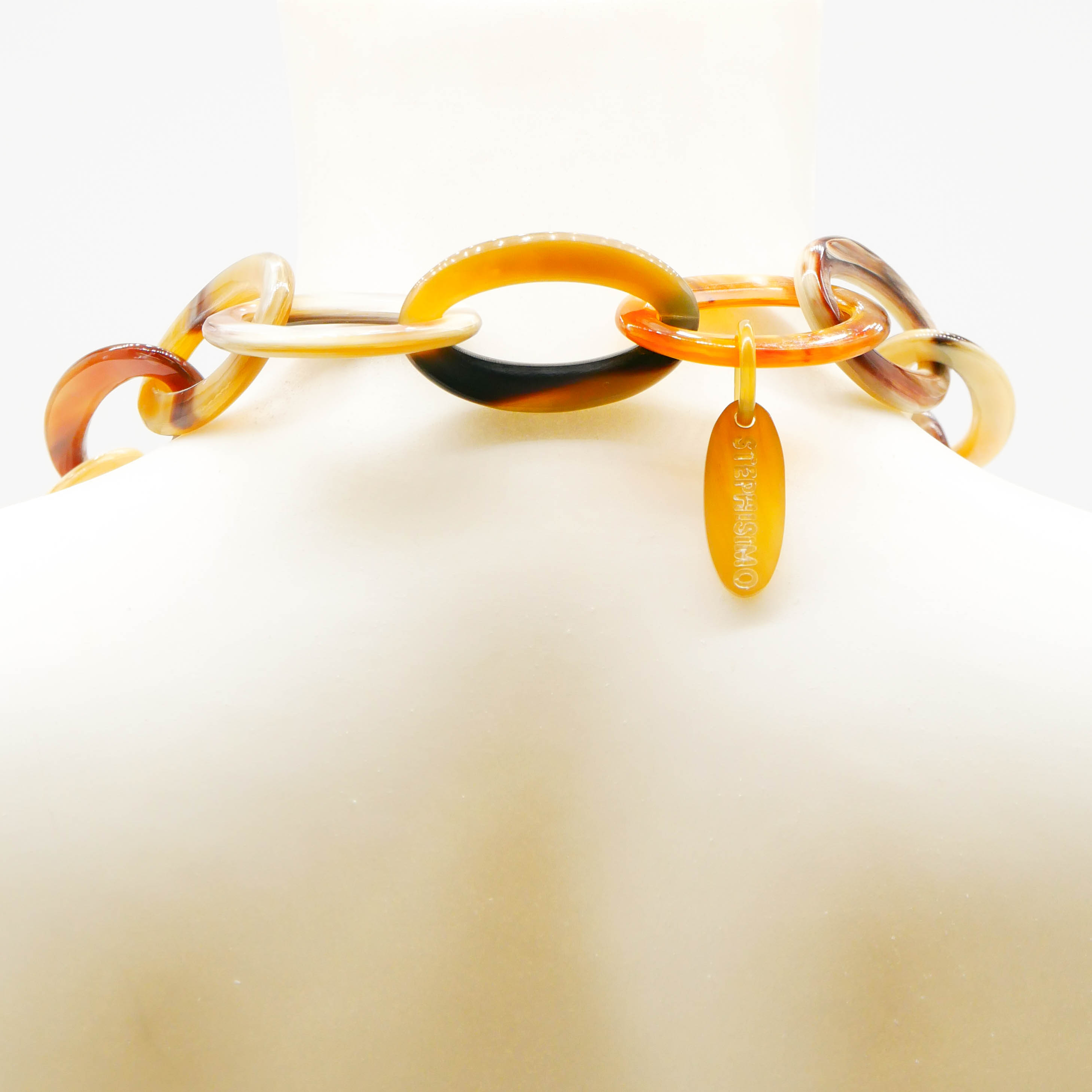 "Craft Art" , Horngliederkette "Big" oval braunes afrikanisches Horn "Craft Art" , Horngliederkette "Big" oval braunes afrikanisches Horn