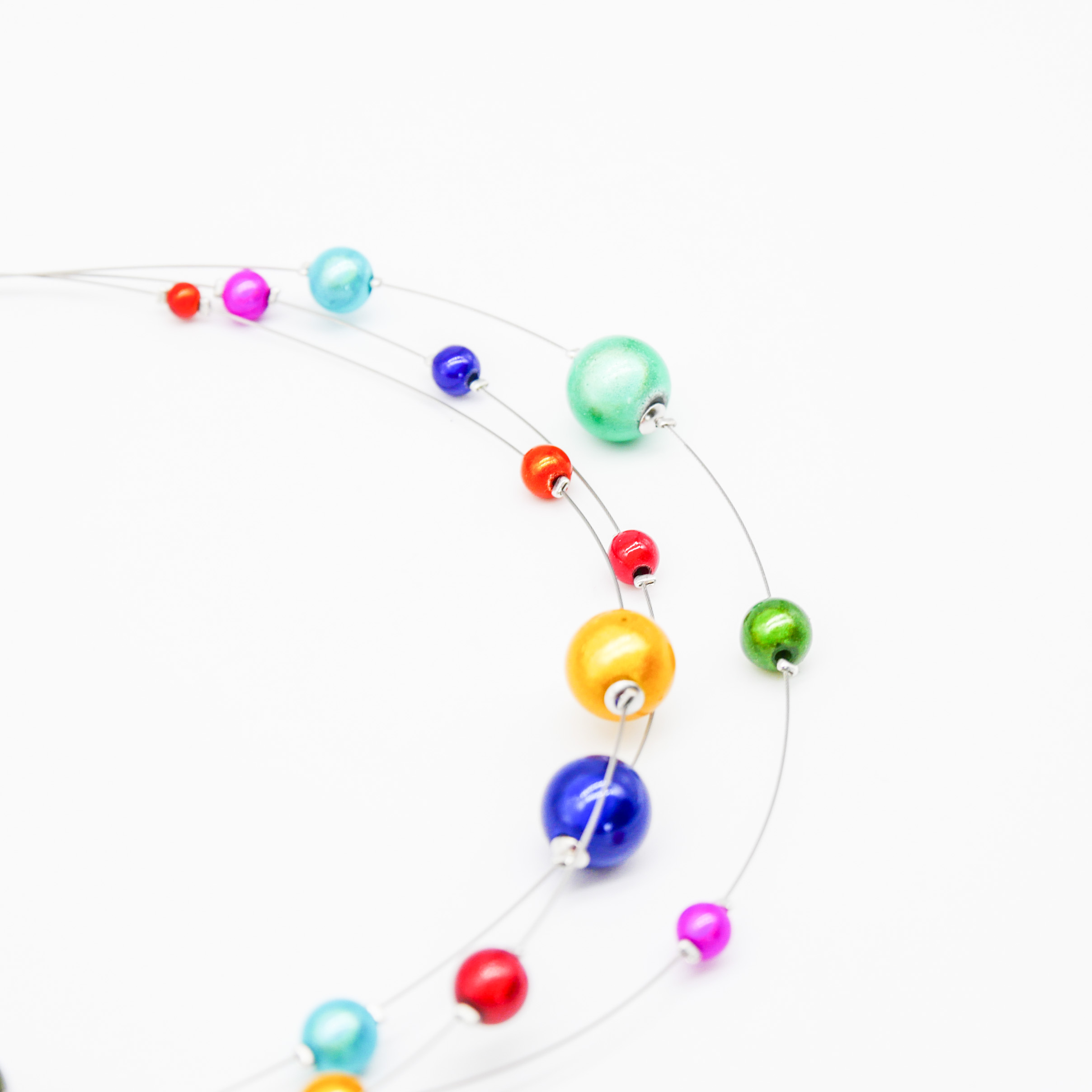 Color Explosion, kurze 3-Strang Kette "Miracle Beads" Perlen - bunt