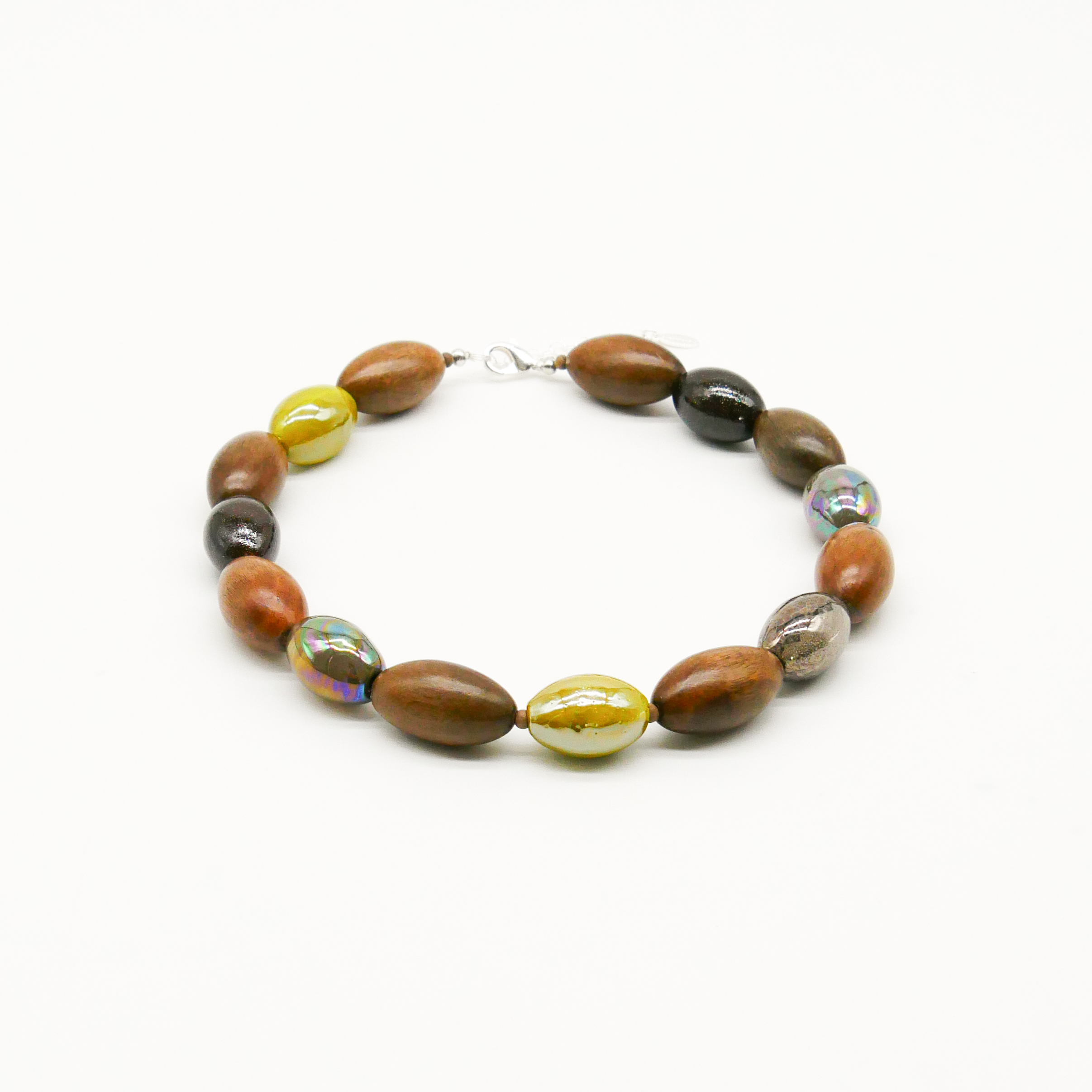 "Woodland", Kette "Olive", Greywood Holzolive und Keramik Oliven, graue und grüne Töne "Woodland", Kette "Olive", Greywood Holzolive und Keramik Oliven, graue und grüne Töne